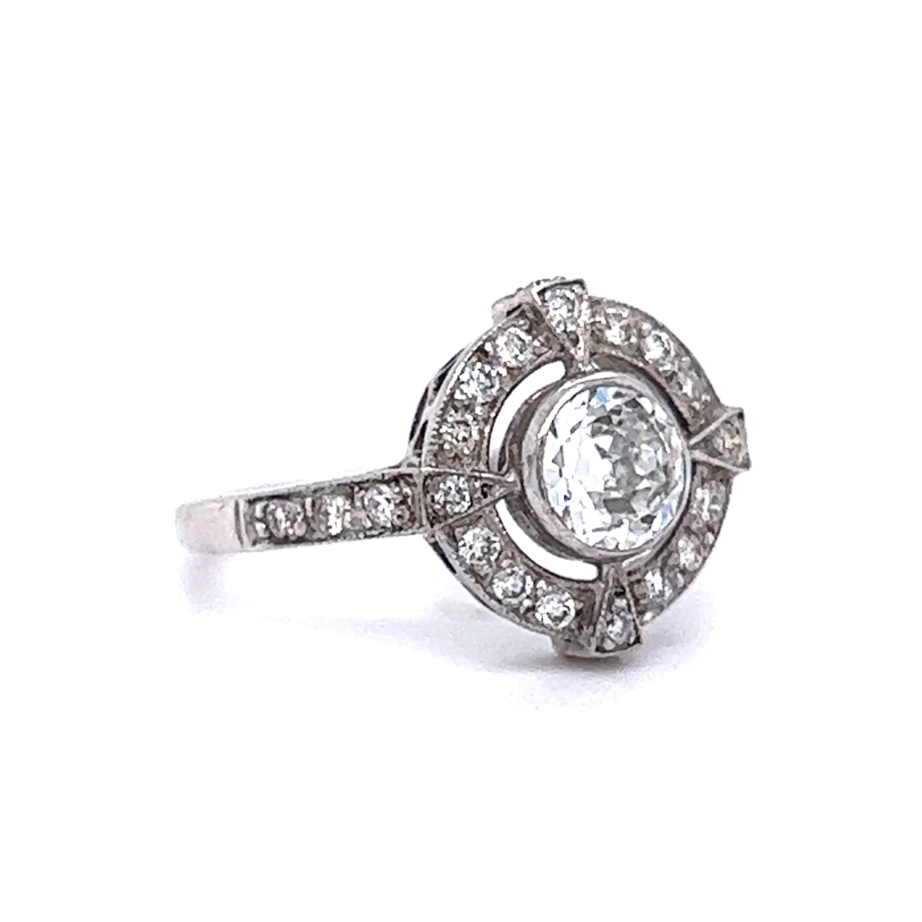 .55 Vintage Halo Diamond Engagement Ring in 18k White Gold - Image 3