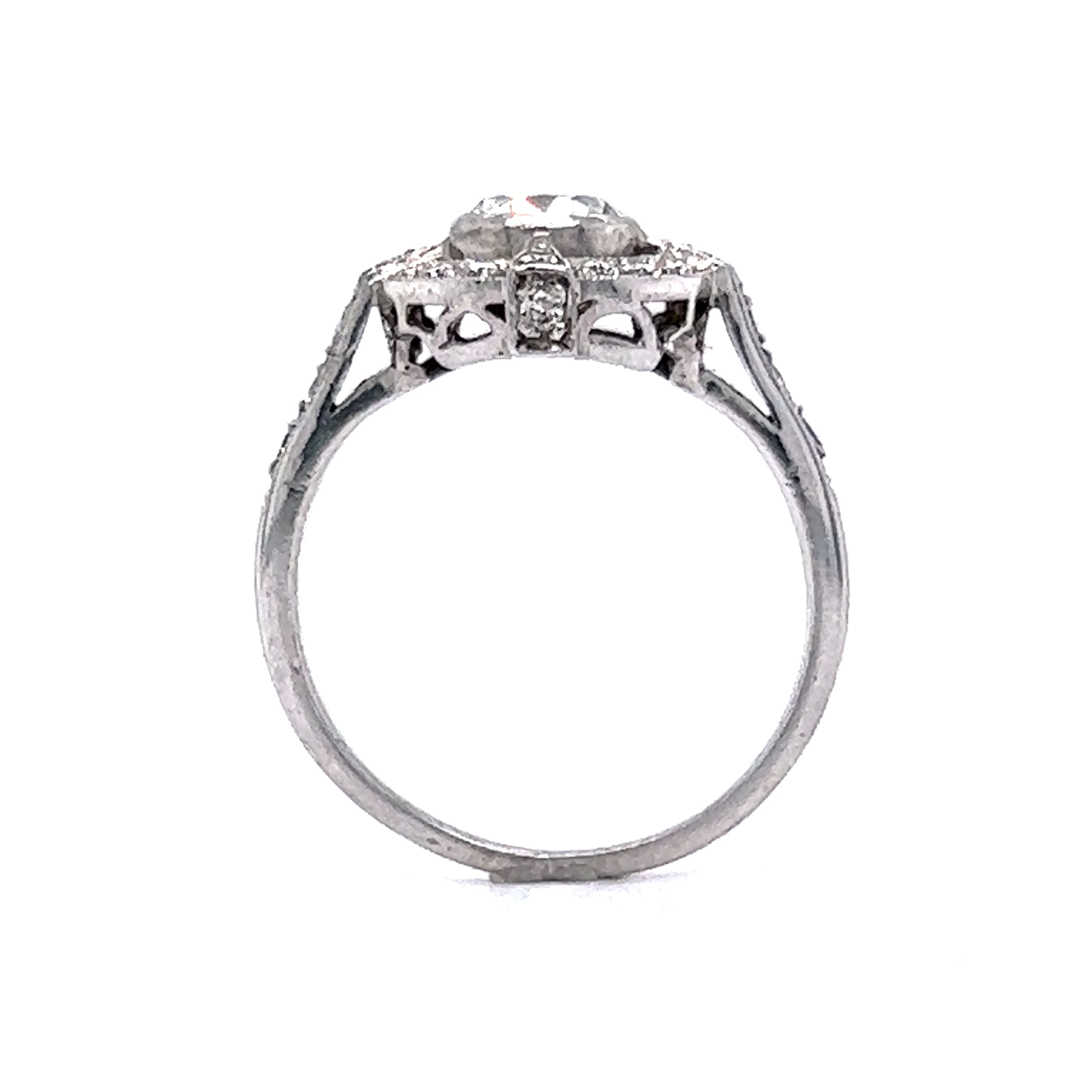 .55 Vintage Halo Diamond Engagement Ring in 18k White Gold - Image 4