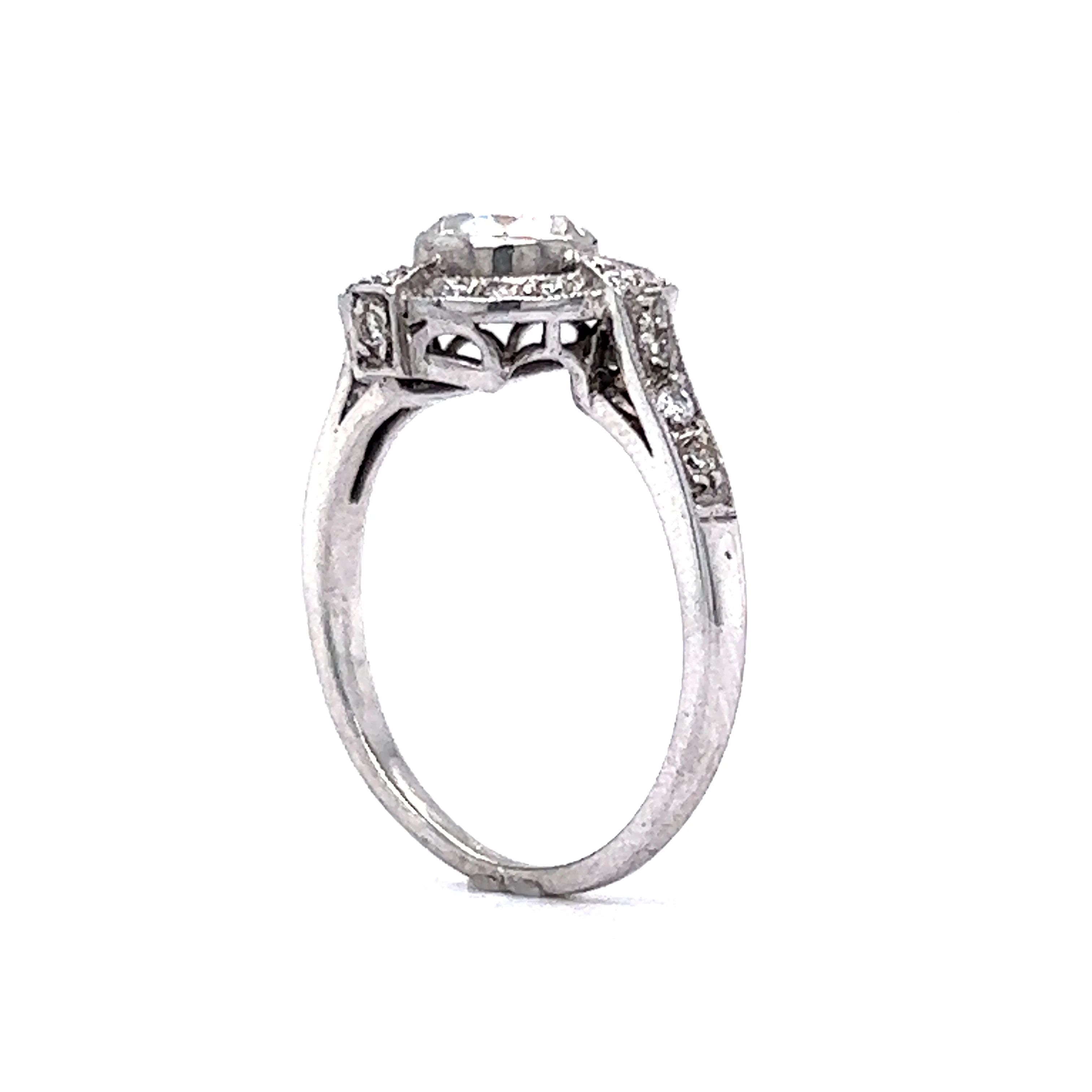 .55 Vintage Halo Diamond Engagement Ring in 18k White Gold - Image 5