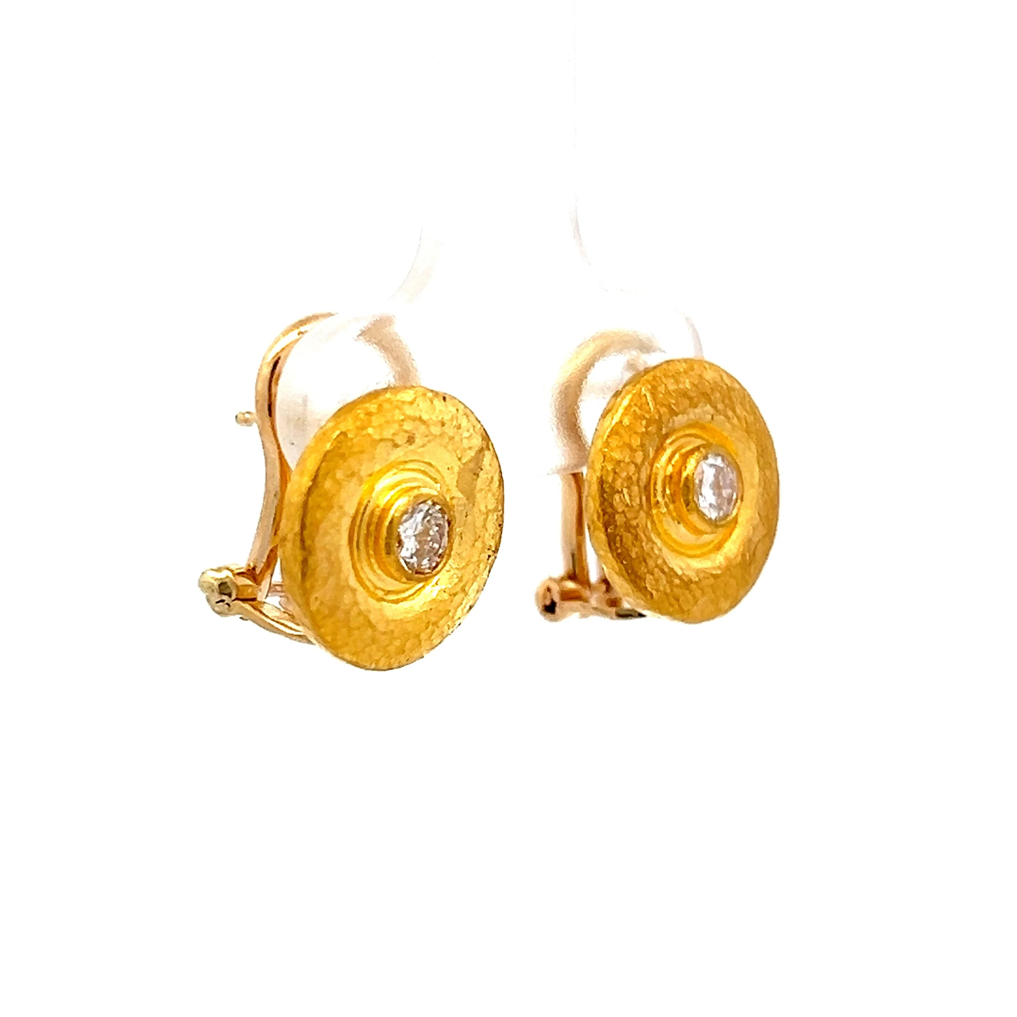 .56 Gurhan & Co Bezel Diamond Stud Earrings in 24k Yellow Gold - Image 3