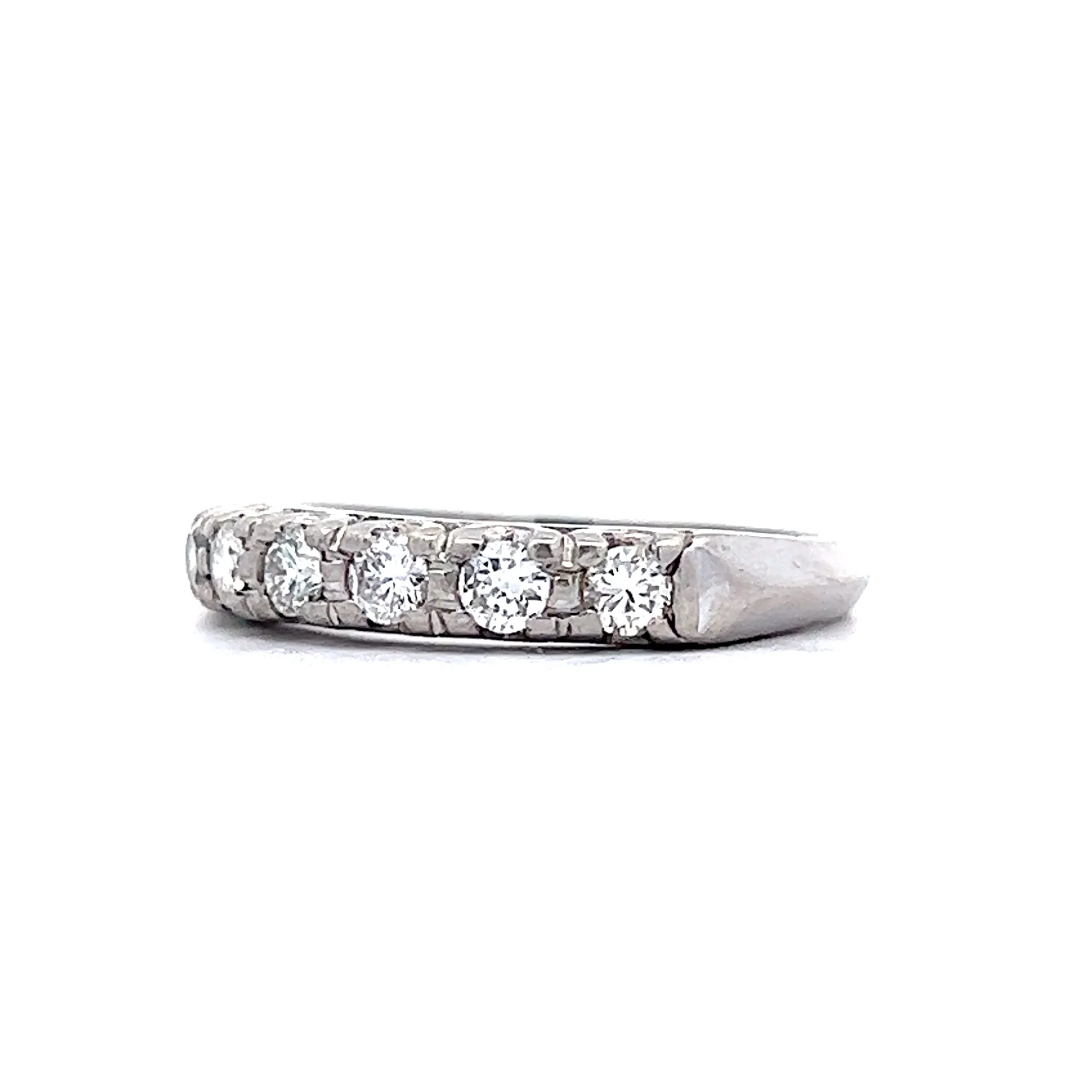 .56 Vintage Round Brilliant Cut Diamond Wedding Band in Platinum - Image 2