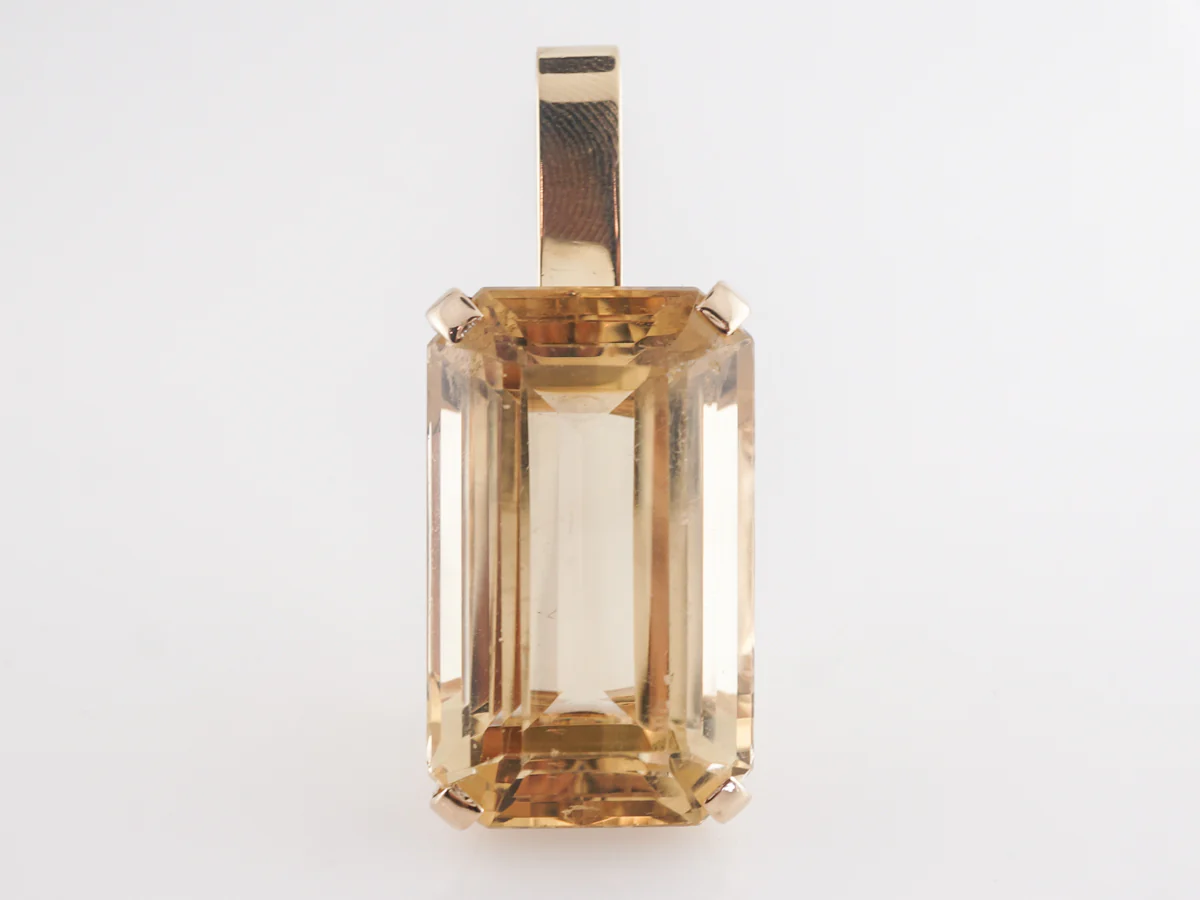 57.00 Emerald Cut Golden Topaz Pendant in 14k Yellow Gold - Image 3