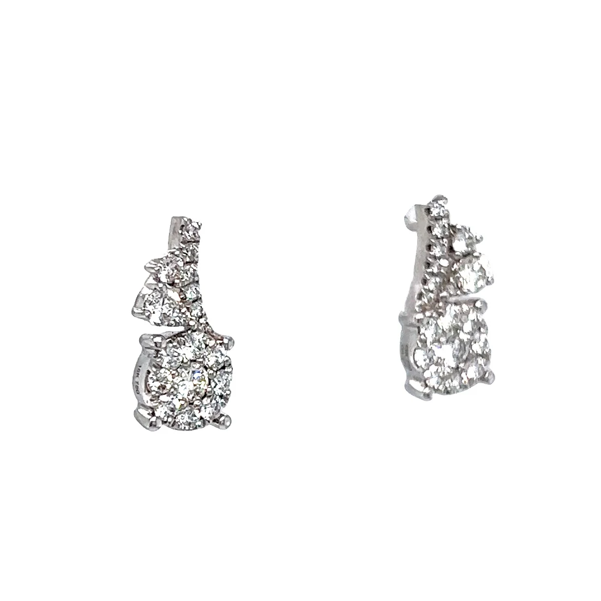 .57 Diamond Cluster Earrings in 18k White Gold - Image 3