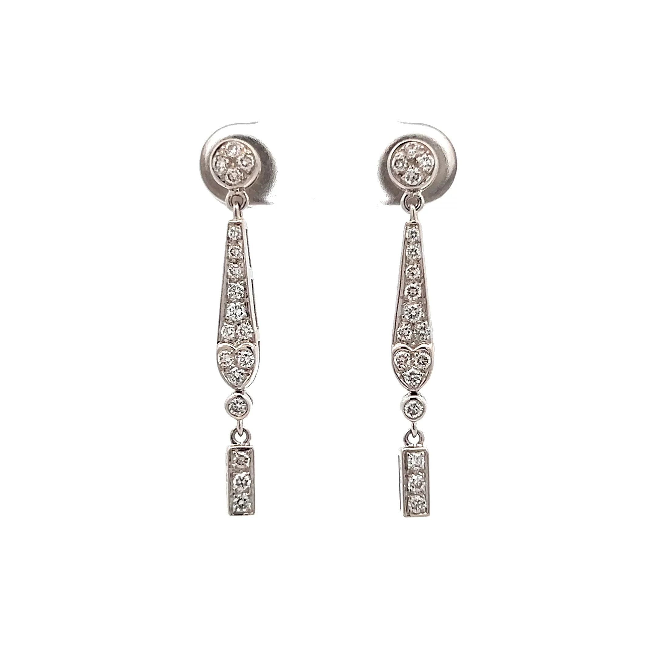 .57 Diamond Geometric Drop Earrings 18k White Gold