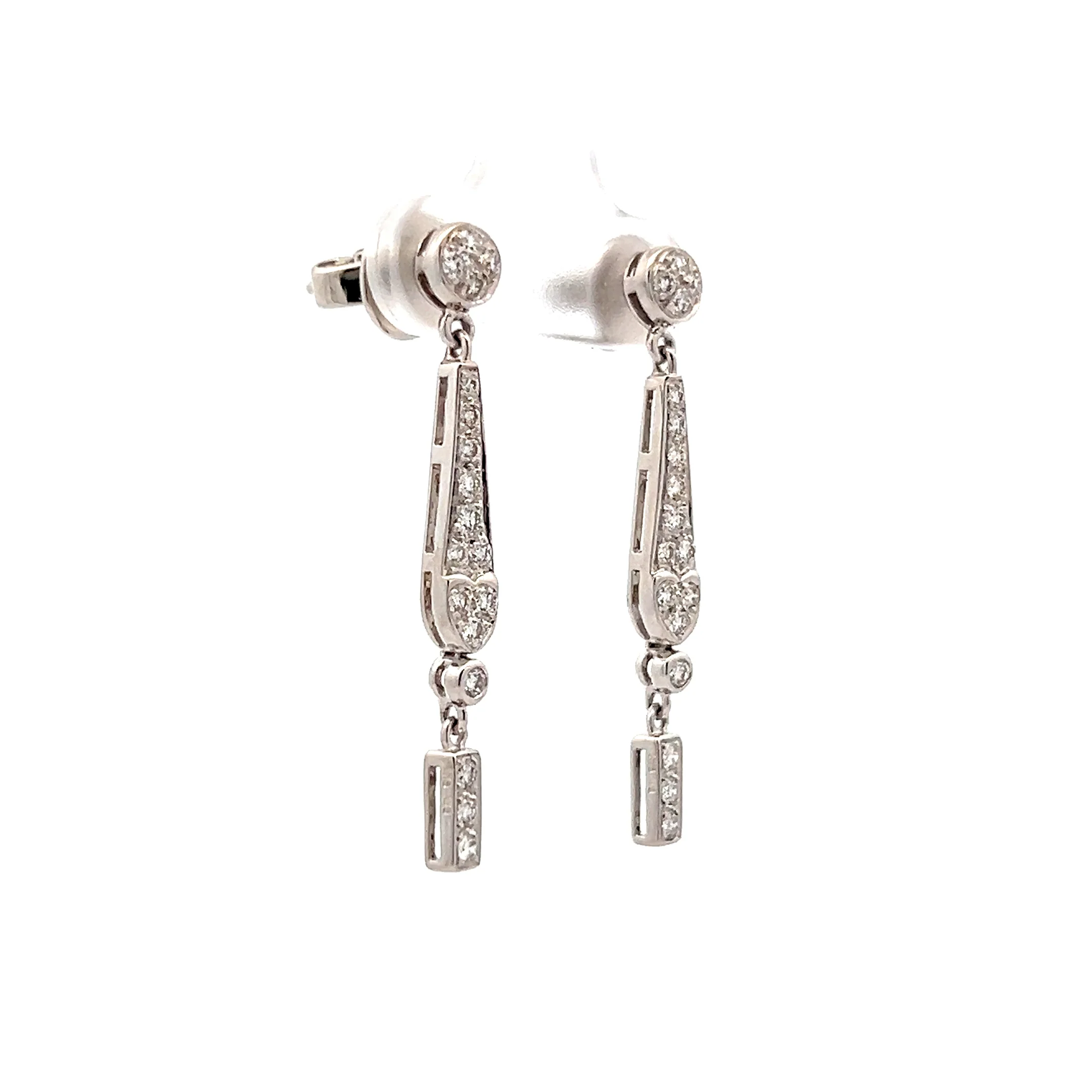 .57 Diamond Geometric Drop Earrings 18k White Gold - Image 3