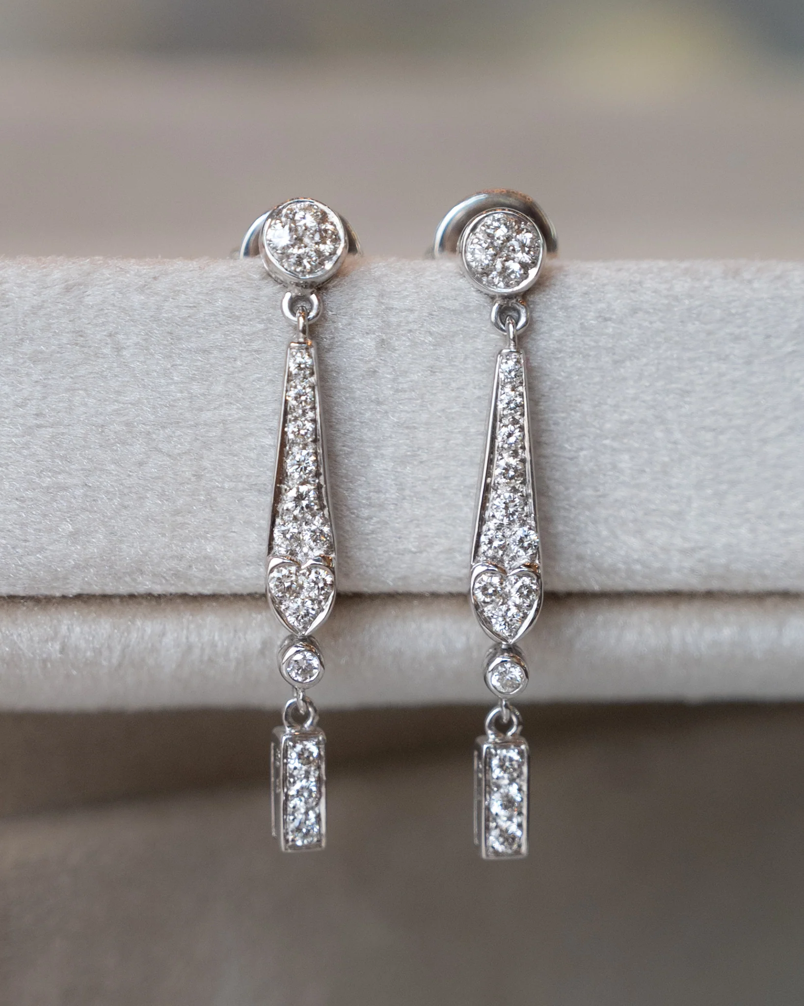 .57 Diamond Geometric Drop Earrings 18k White Gold - Image 4