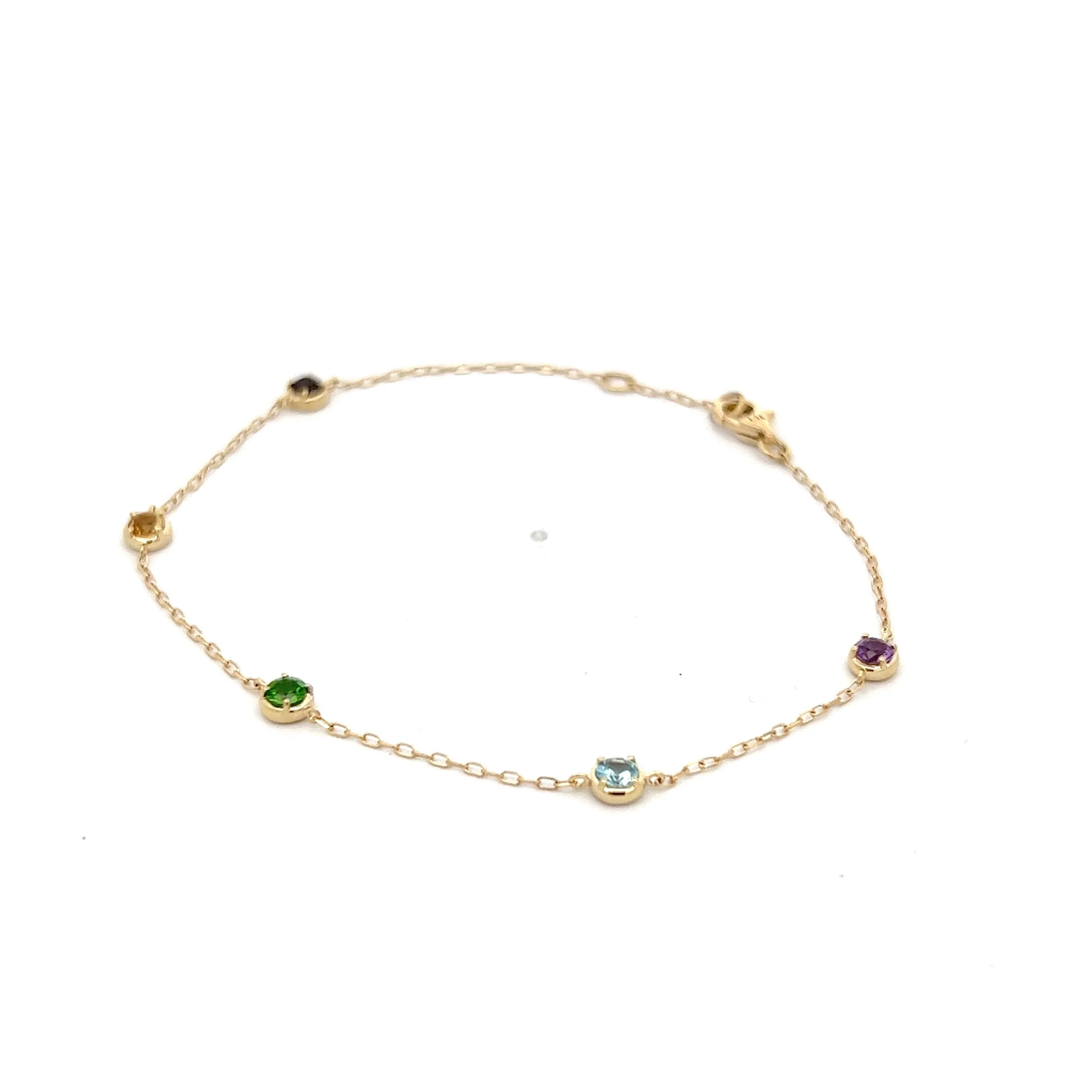 .57 Multi-Gemstone Bracelet in 14k Yellow Gold - Image 2