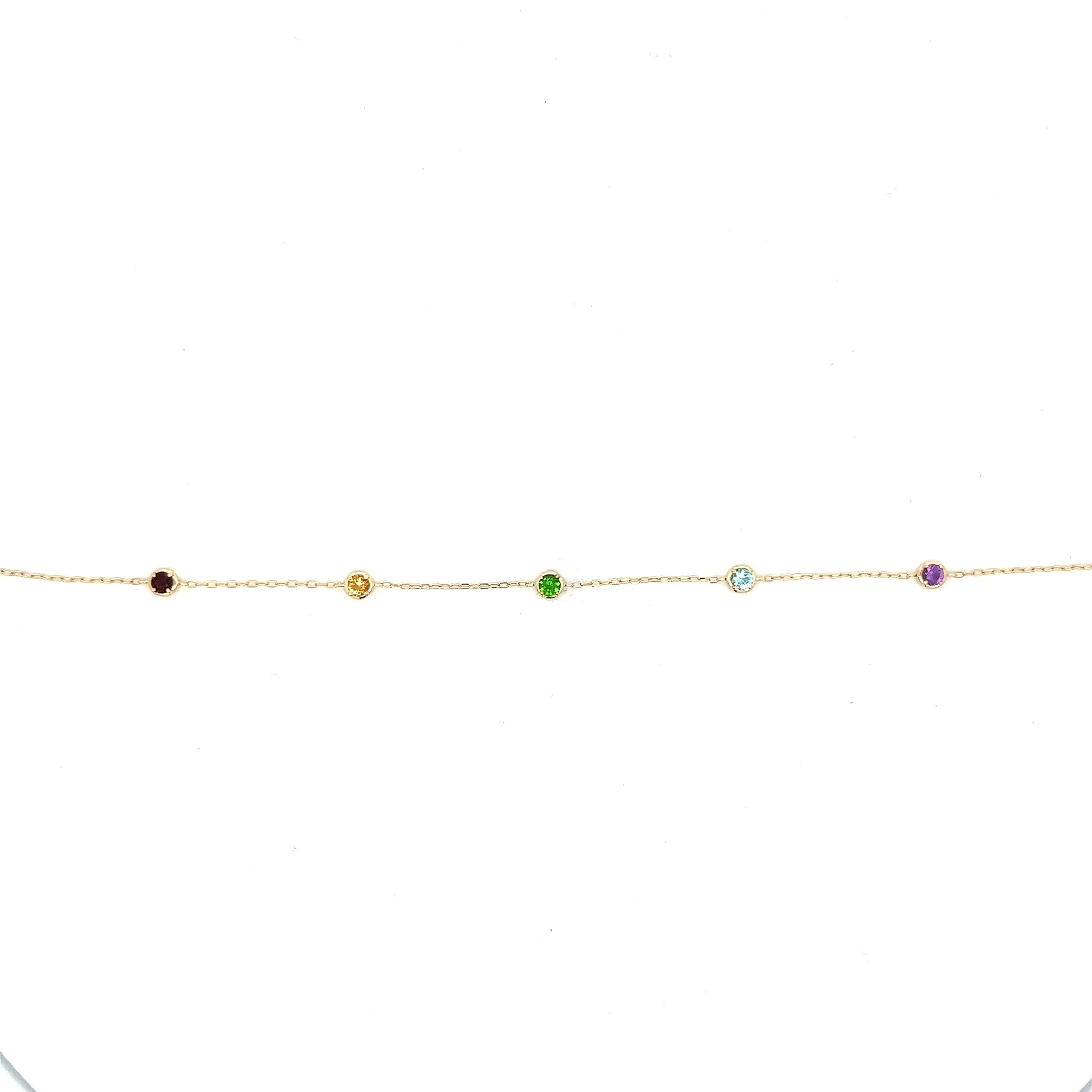 .57 Multi-Gemstone Bracelet in 14k Yellow Gold - Image 4