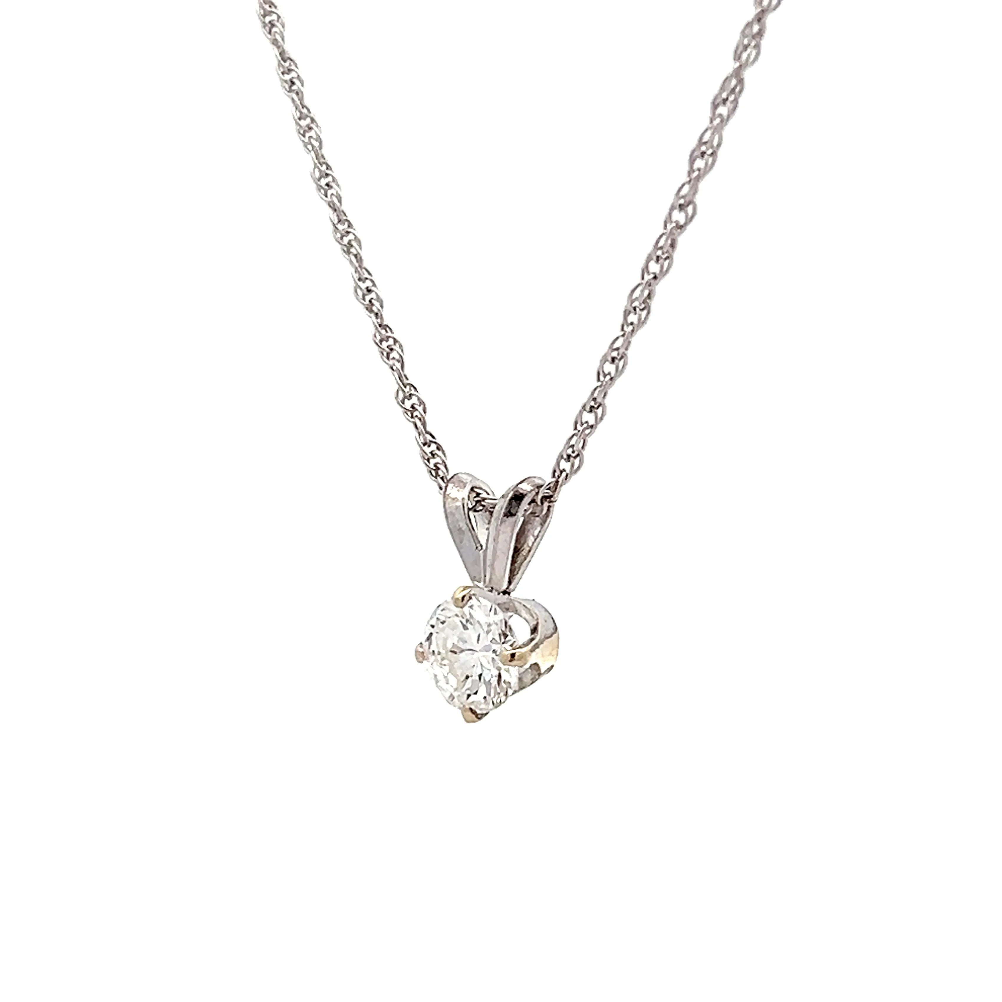 .57 Solitaire Diamond Pendant Necklace in 14k White Gold - Image 2