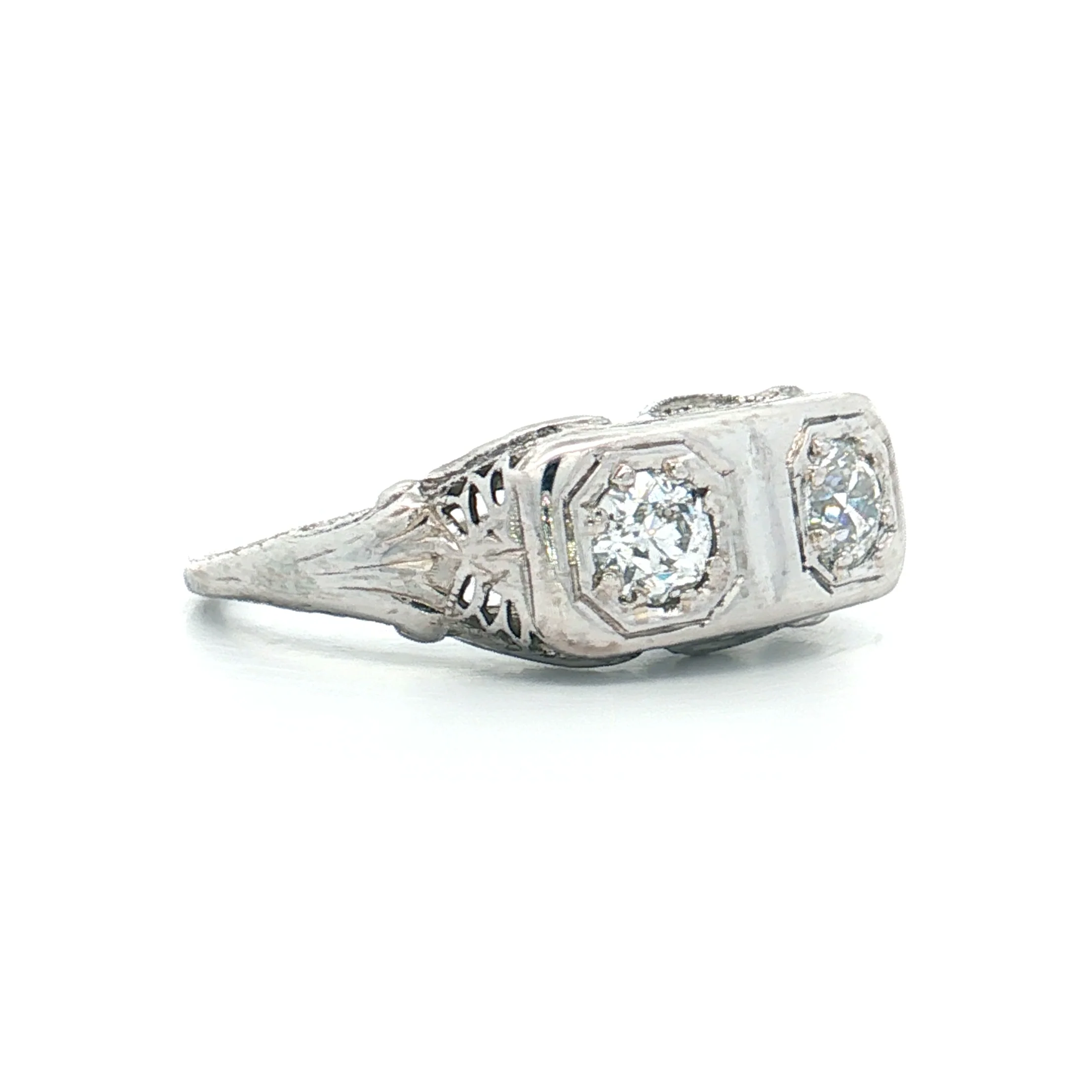 .58 Art Deco Toi Et Moi Diamond Ring 18k White Gold - Image 3