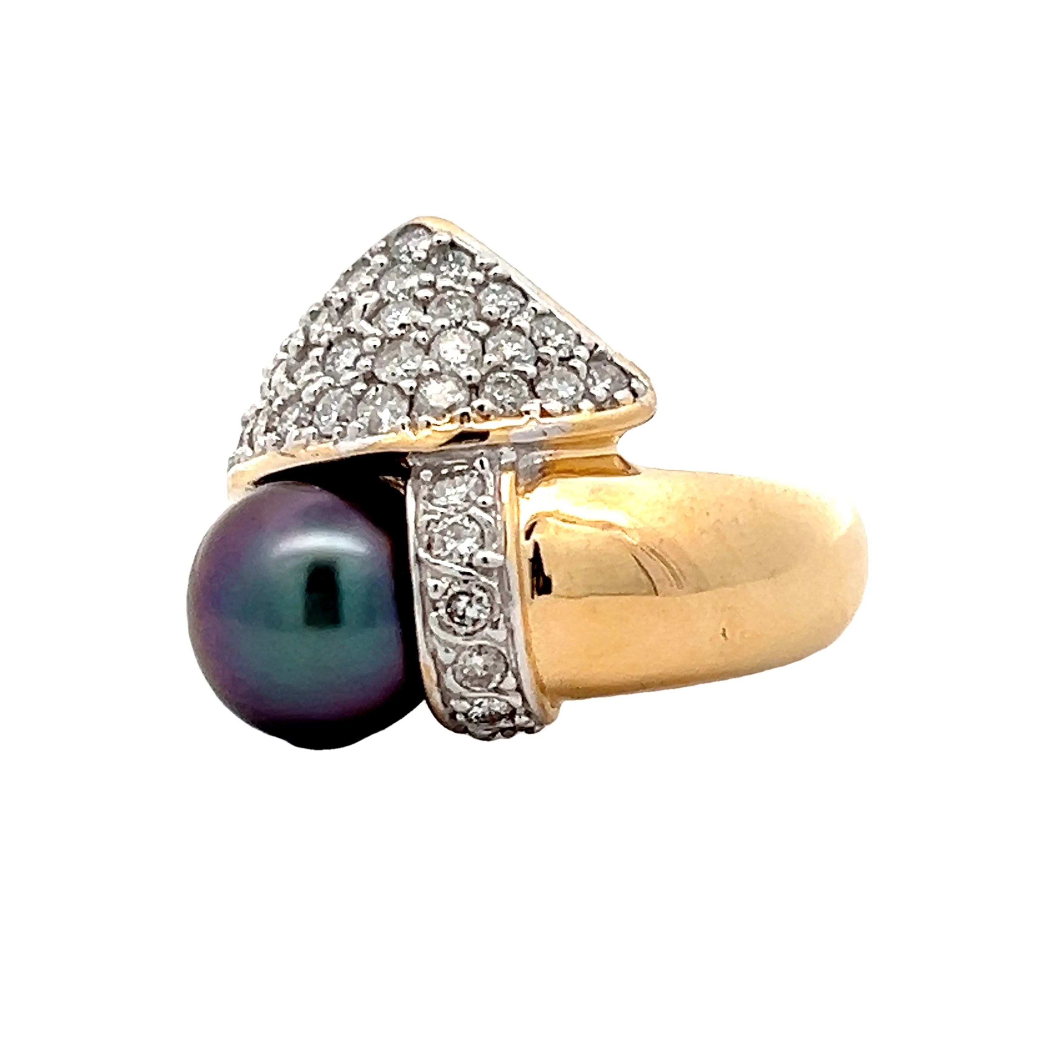 .58 Diamond & Tahitian Pearl Cocktail Ring in 14k - Image 2