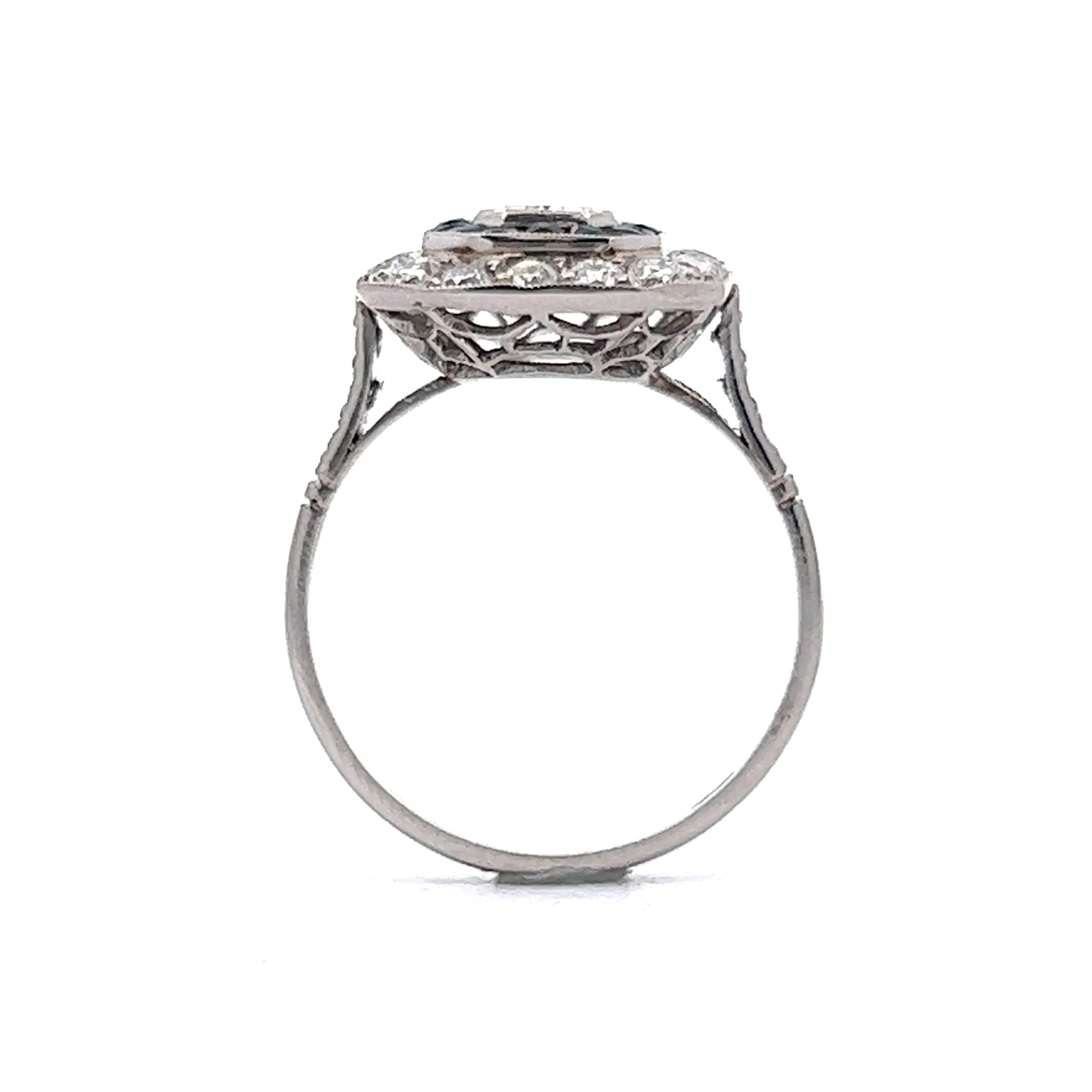 .58 Emerald Cut Diamond and Sapphire Engagement Ring in Platinum - Image 4