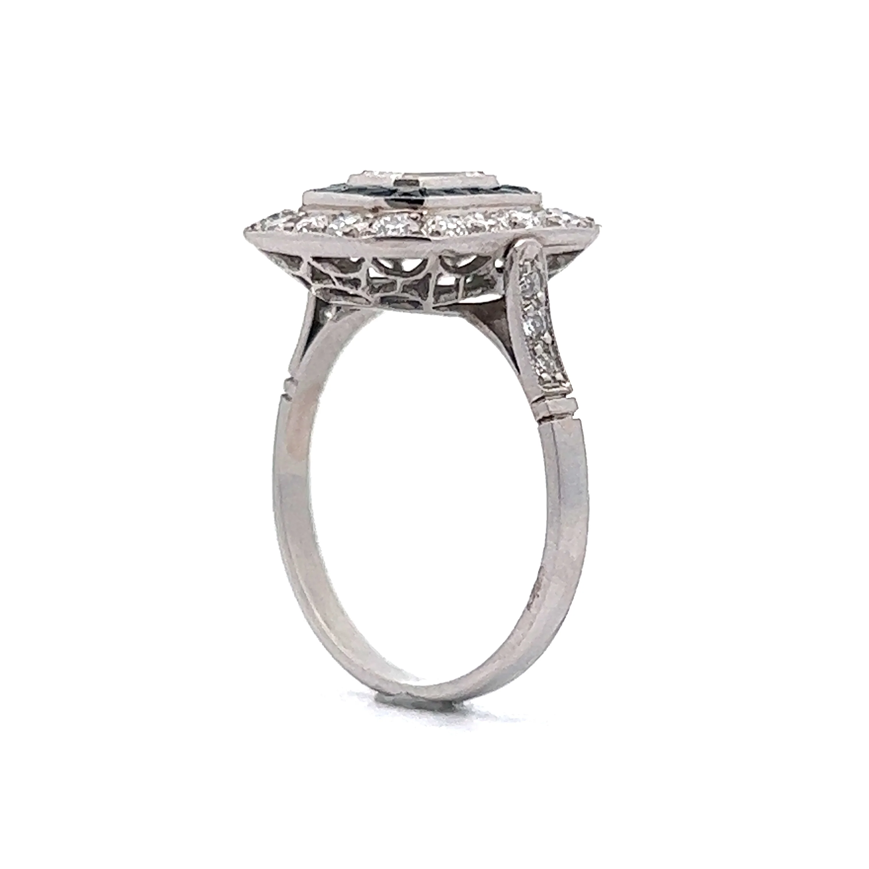 .58 Emerald Cut Diamond and Sapphire Engagement Ring in Platinum - Image 5