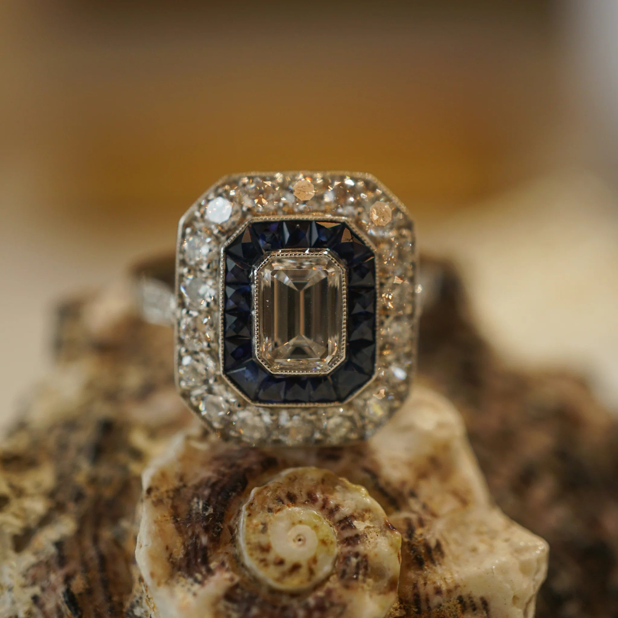 .58 Emerald Cut Diamond and Sapphire Engagement Ring in Platinum - Image 6