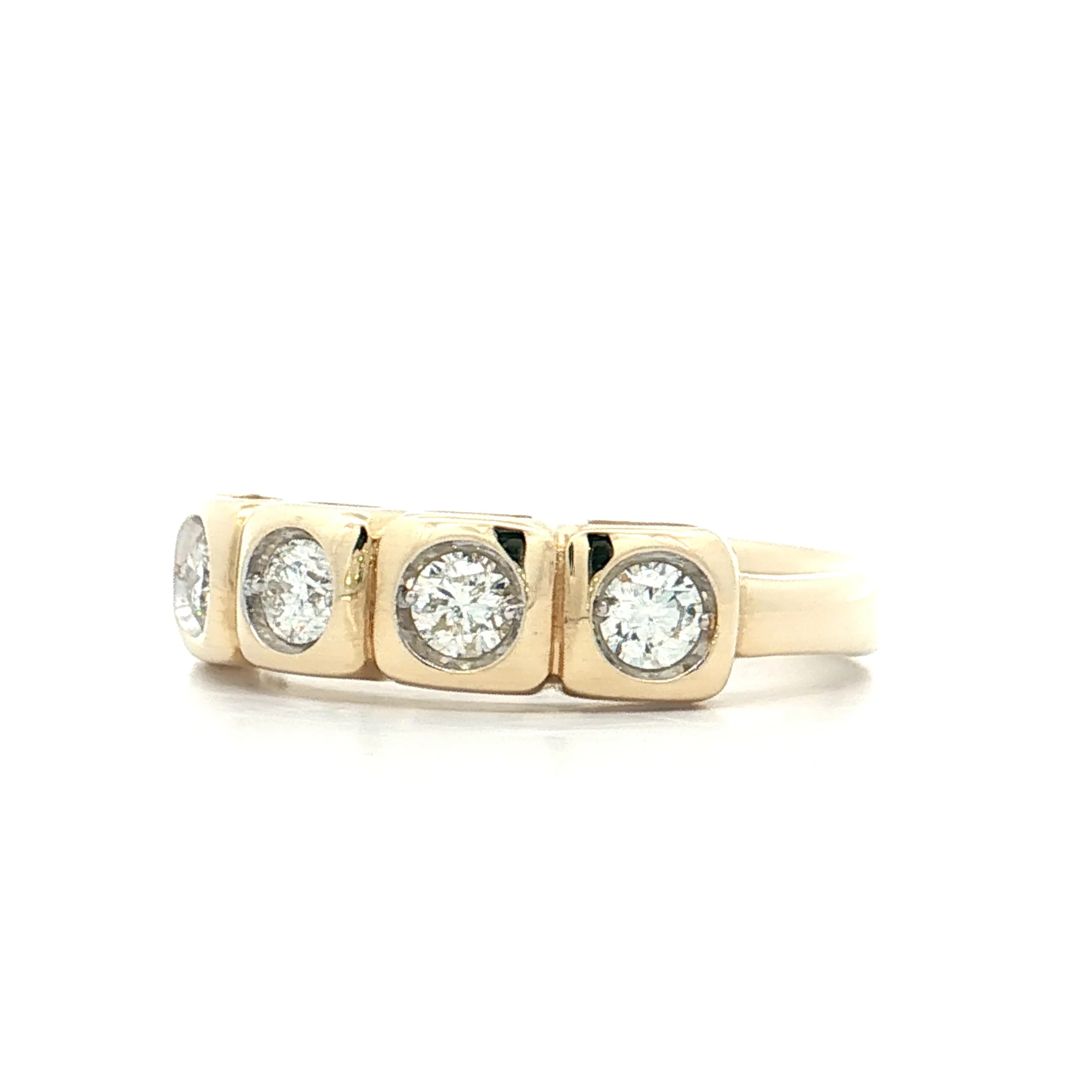 .58 Five Stone Diamond Wedding Band 14k Yellow Gold - Image 2