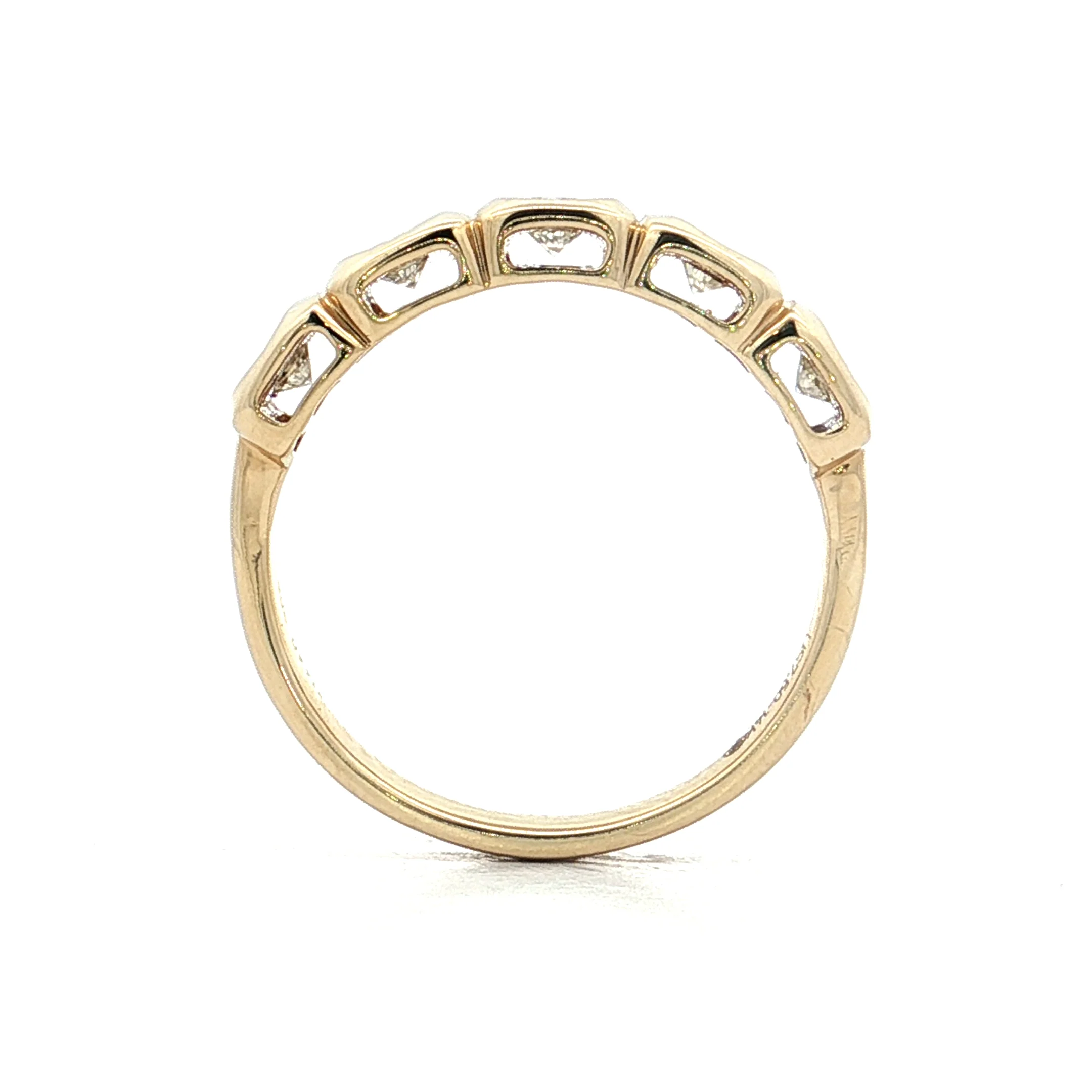 .58 Five Stone Diamond Wedding Band 14k Yellow Gold - Image 4