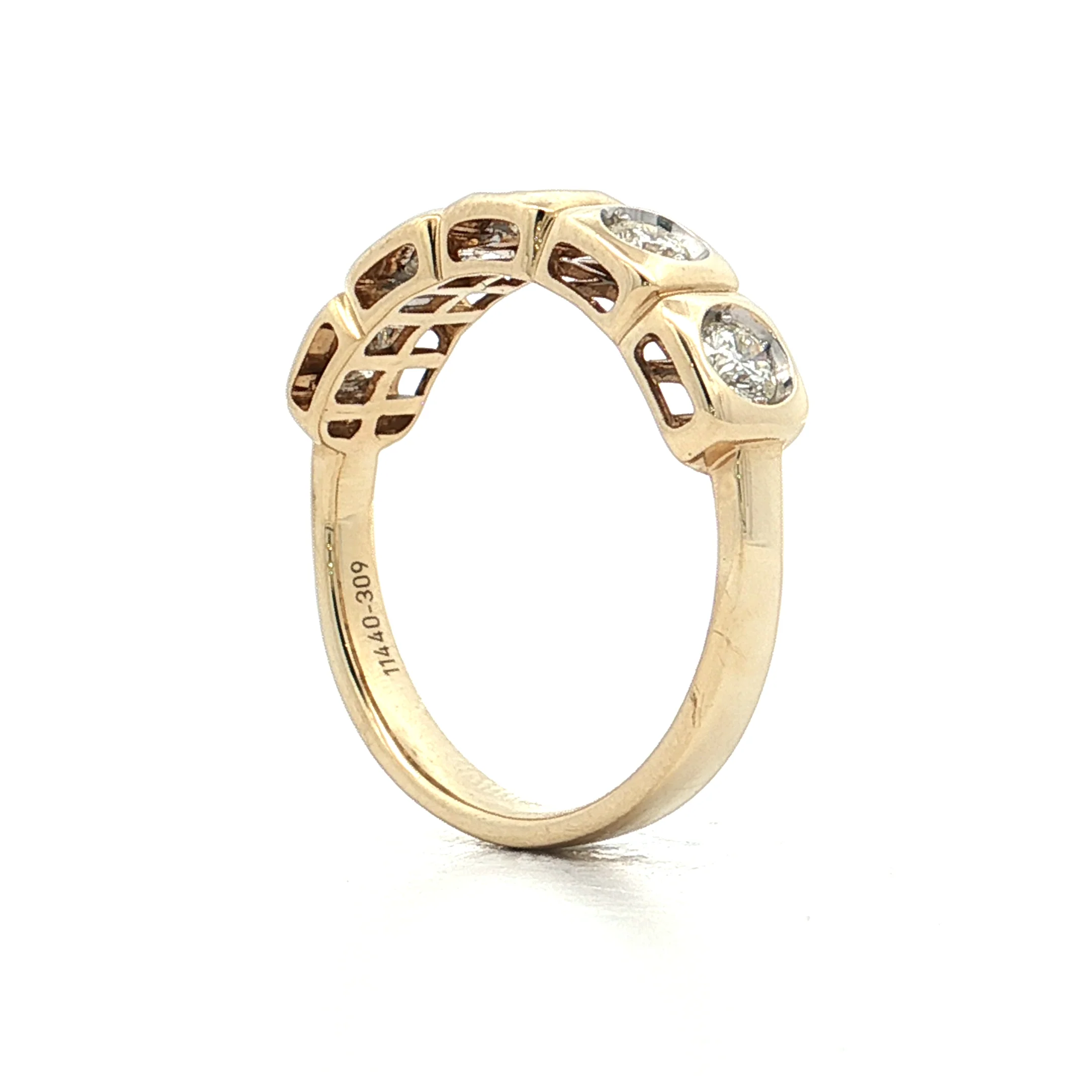 .58 Five Stone Diamond Wedding Band 14k Yellow Gold - Image 5