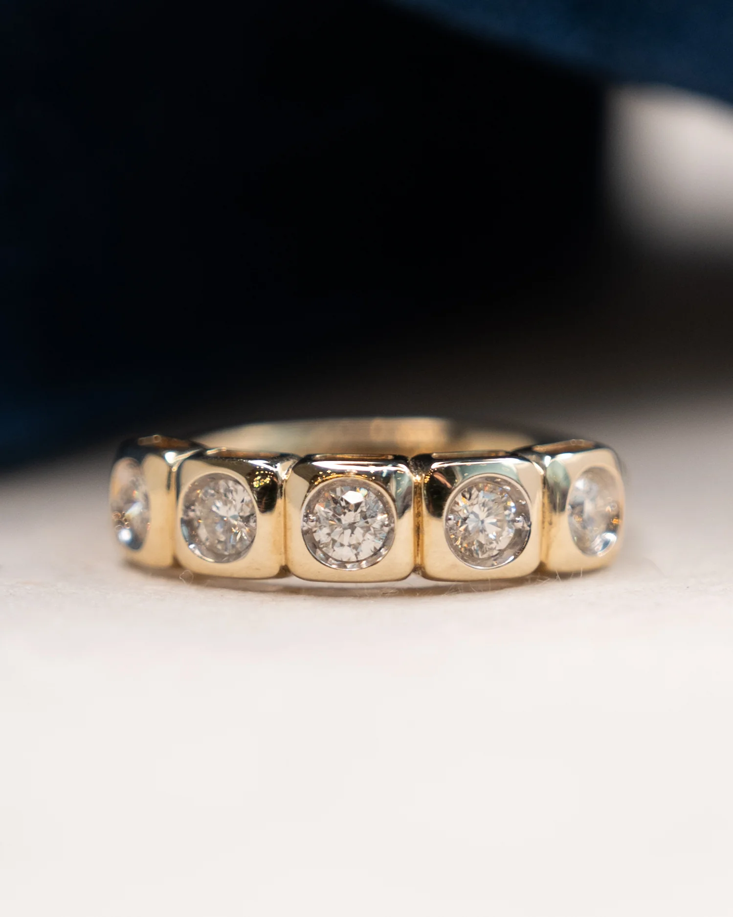 .58 Five Stone Diamond Wedding Band 14k Yellow Gold - Image 6