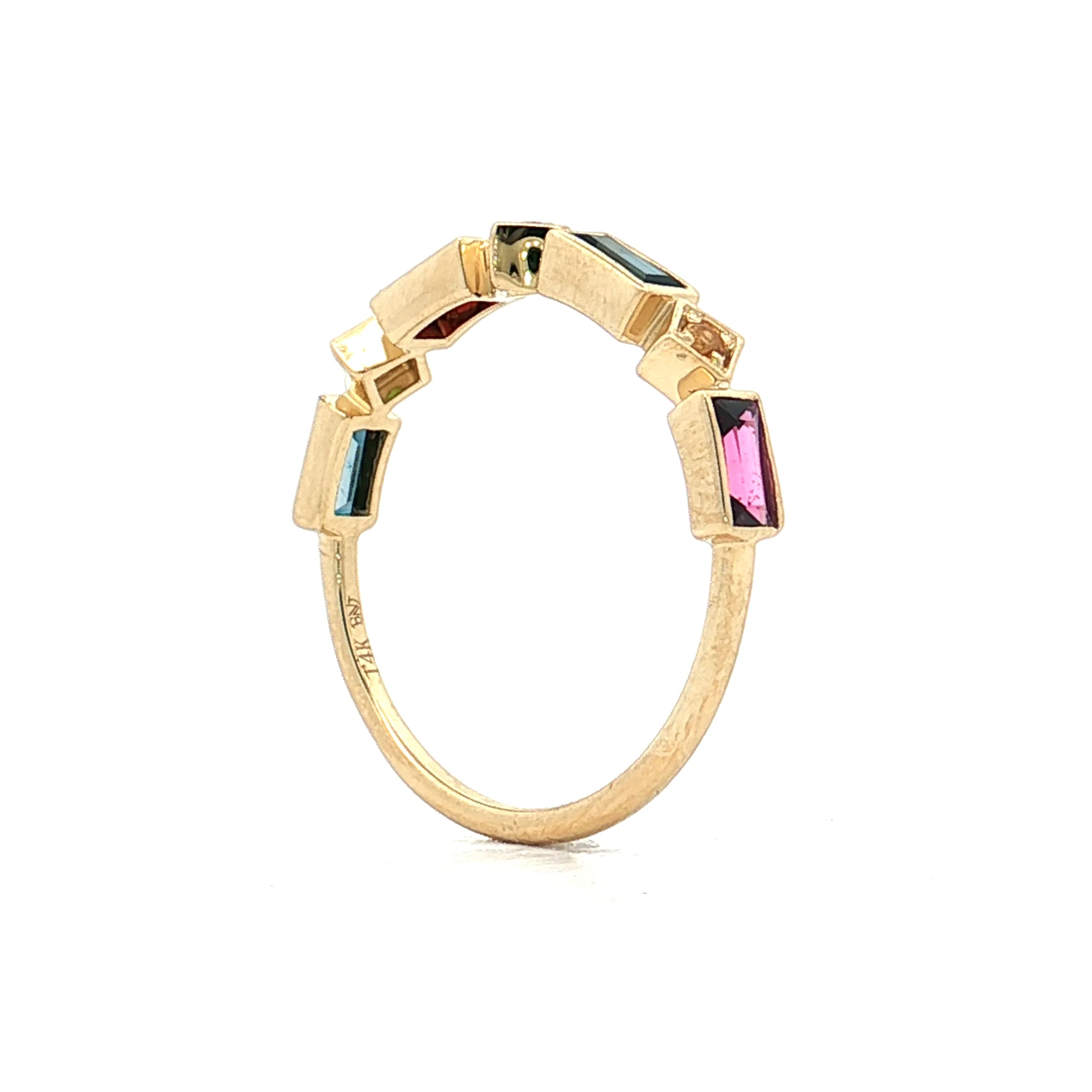 .58 Multi-Gemstone Stacking Ring 14k Yellow Gold - Image 5