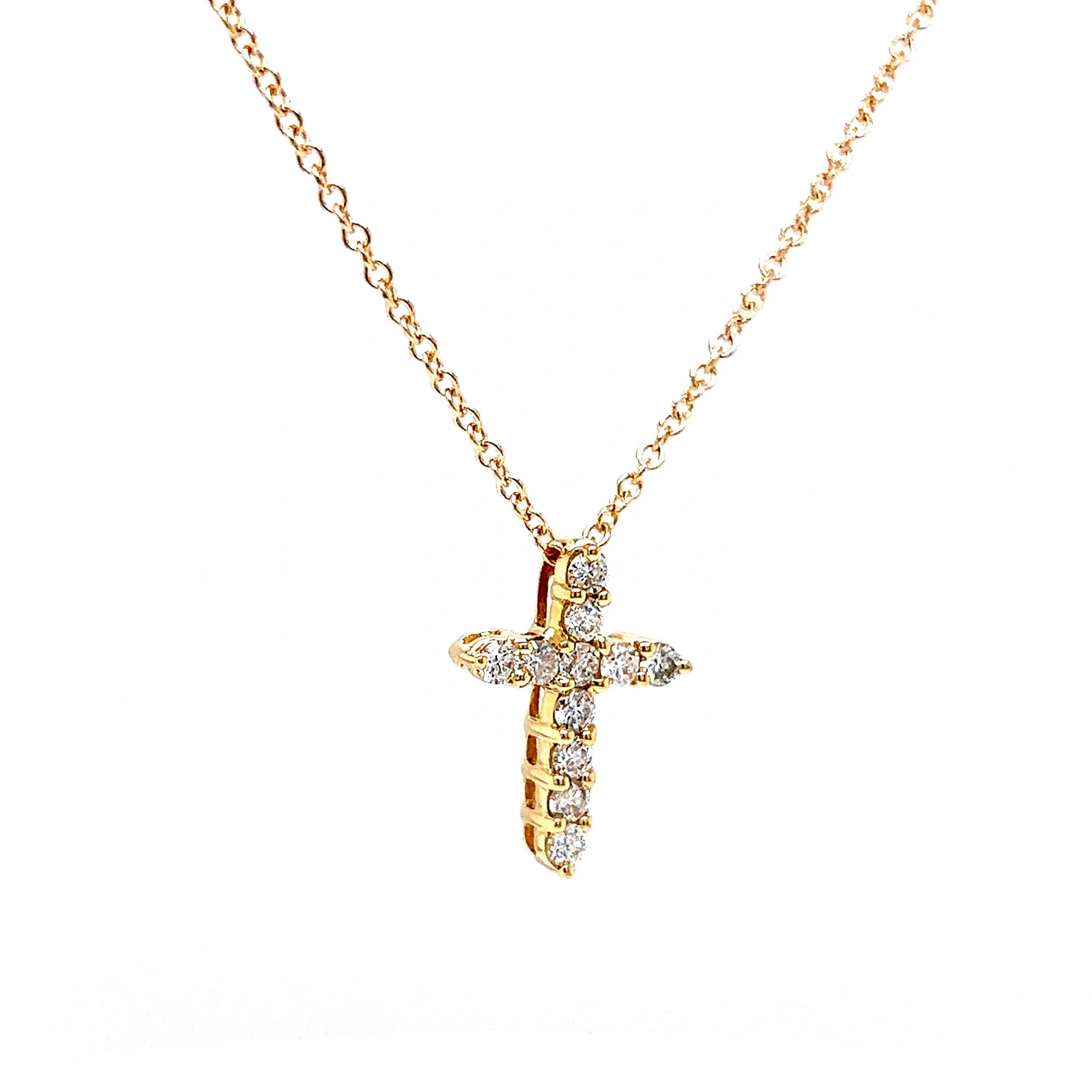 .59 Diamond Cross Pendant Necklace in 14k Yellow Gold - Image 4