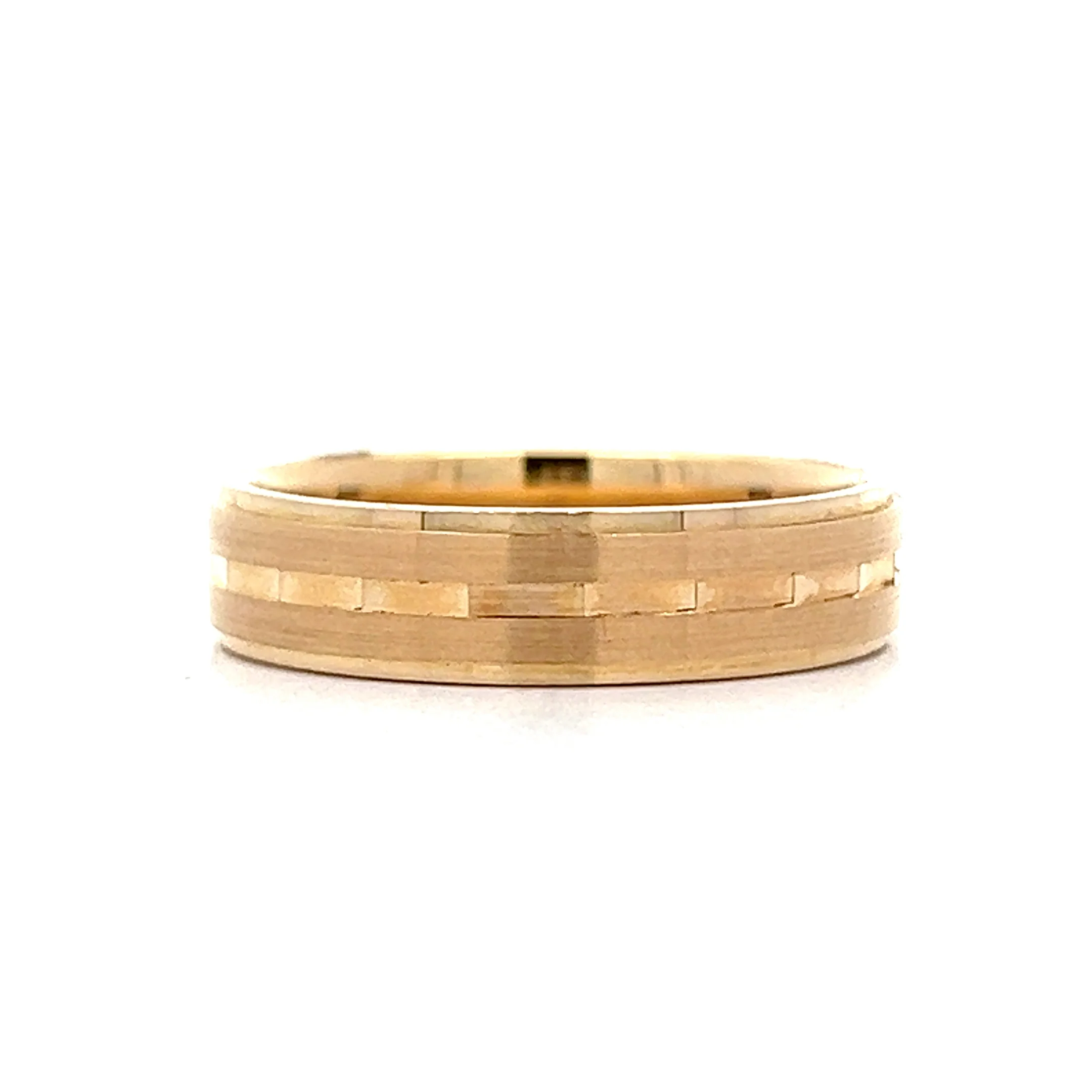 5mm Mens Geometric Textured Wedding Band in 14k - Image 3