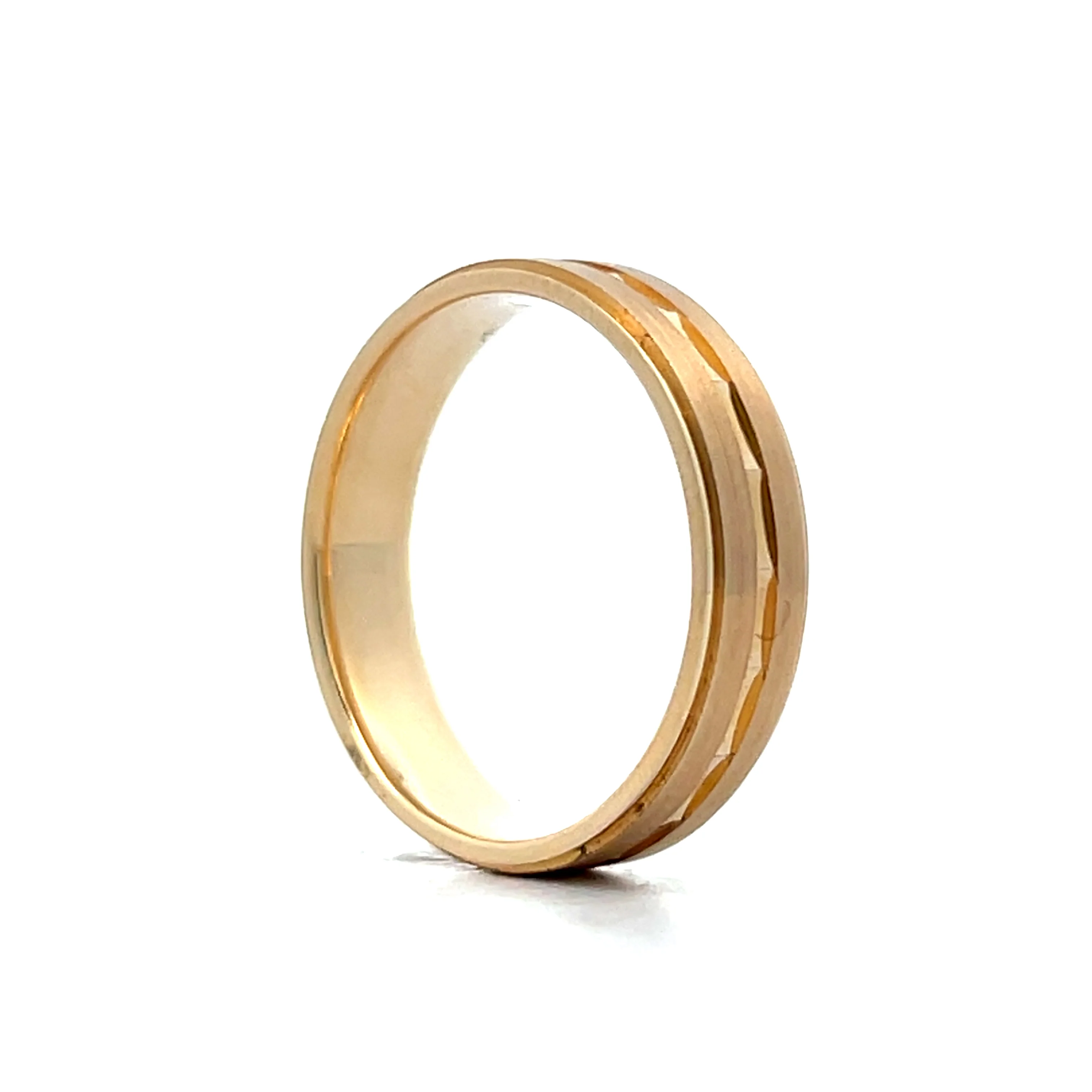5mm Mens Geometric Textured Wedding Band in 14k - Image 5