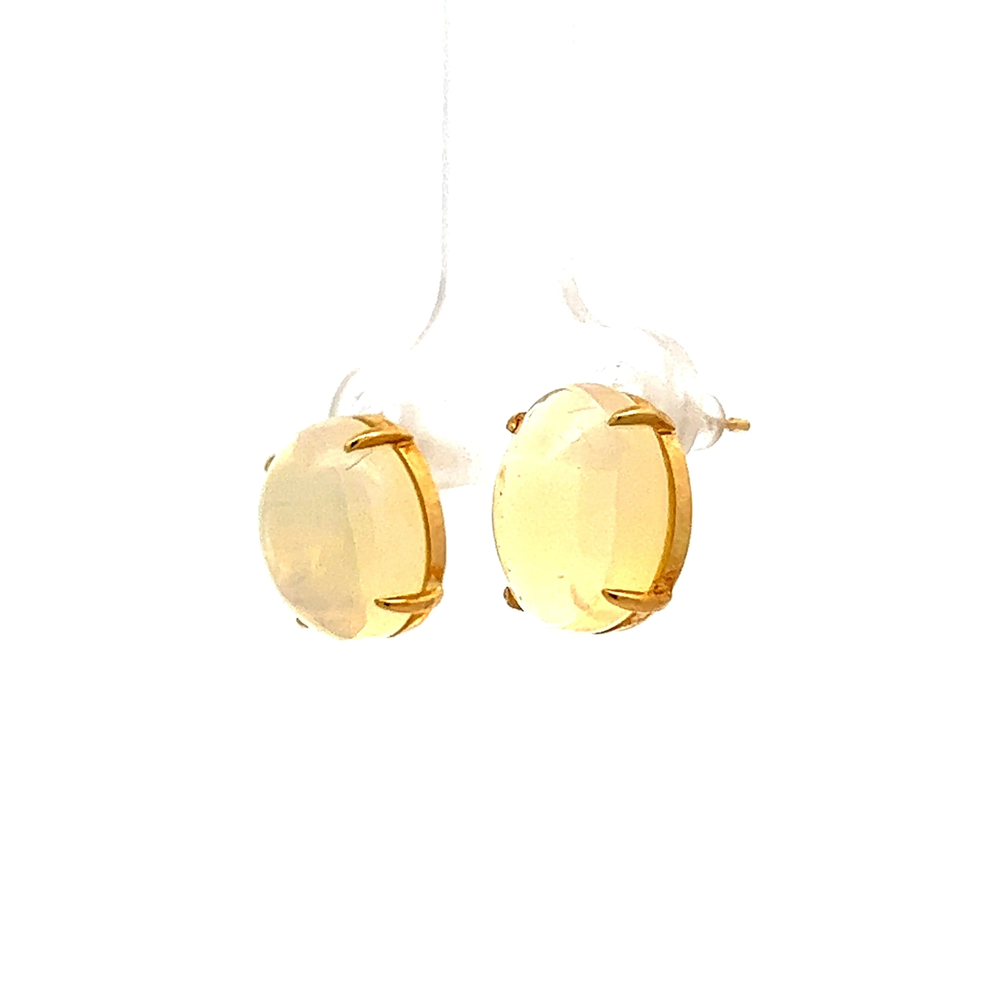 6.00 Opal Cabochon Stud Earrings in Yellow Gold - Image 2