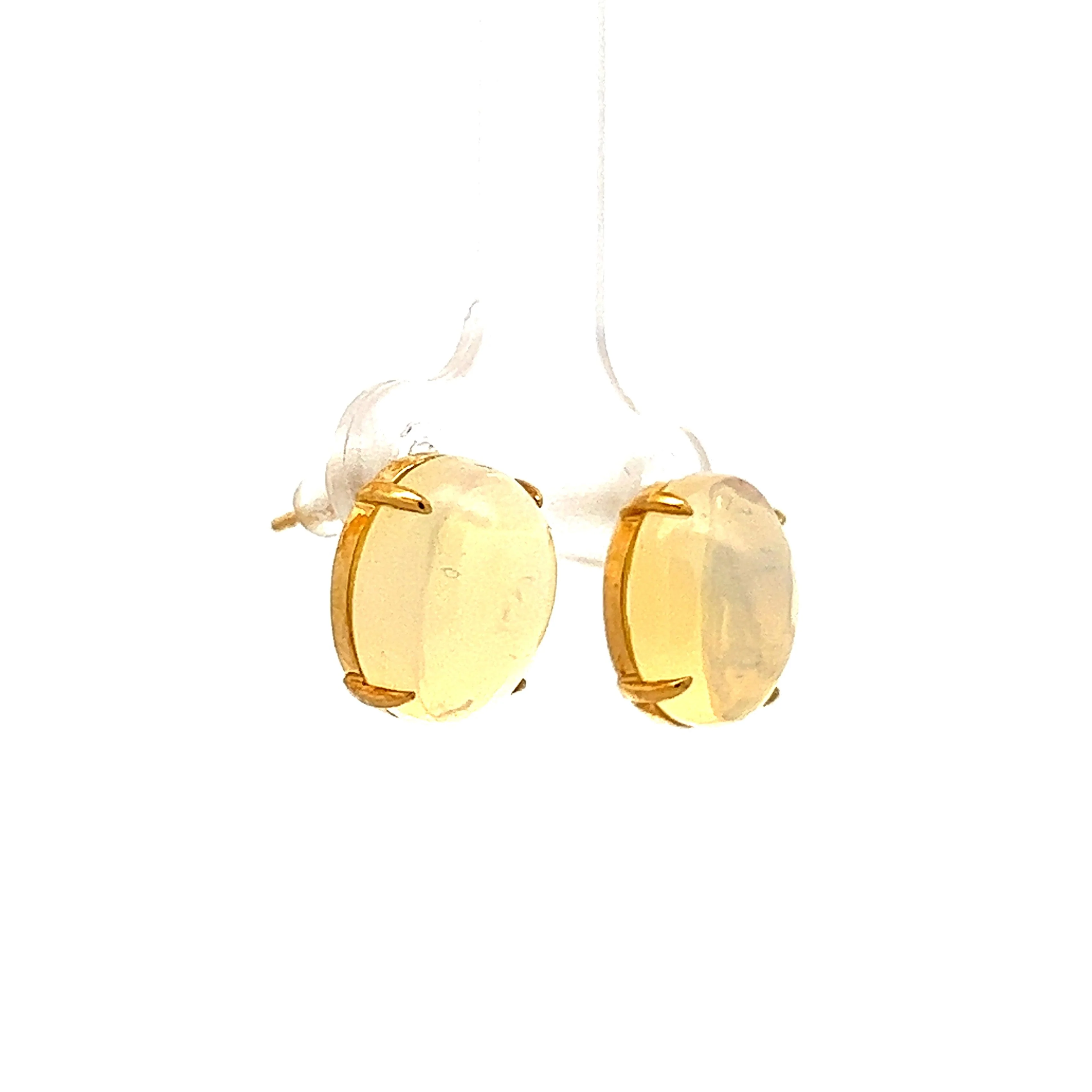 6.00 Opal Cabochon Stud Earrings in Yellow Gold - Image 3