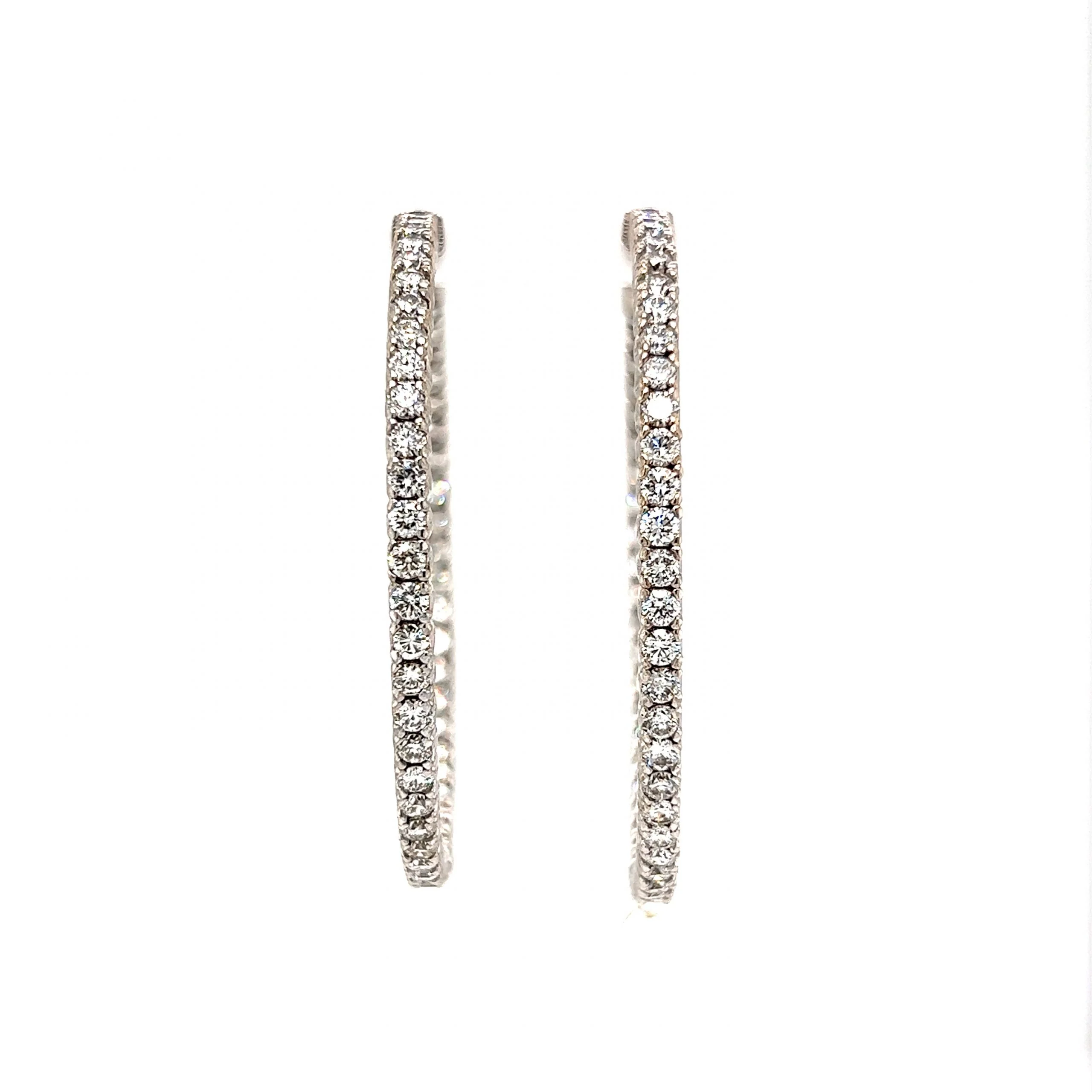 6.00 Round Brilliant Diamond Hoop Earrings in 14k White Gold