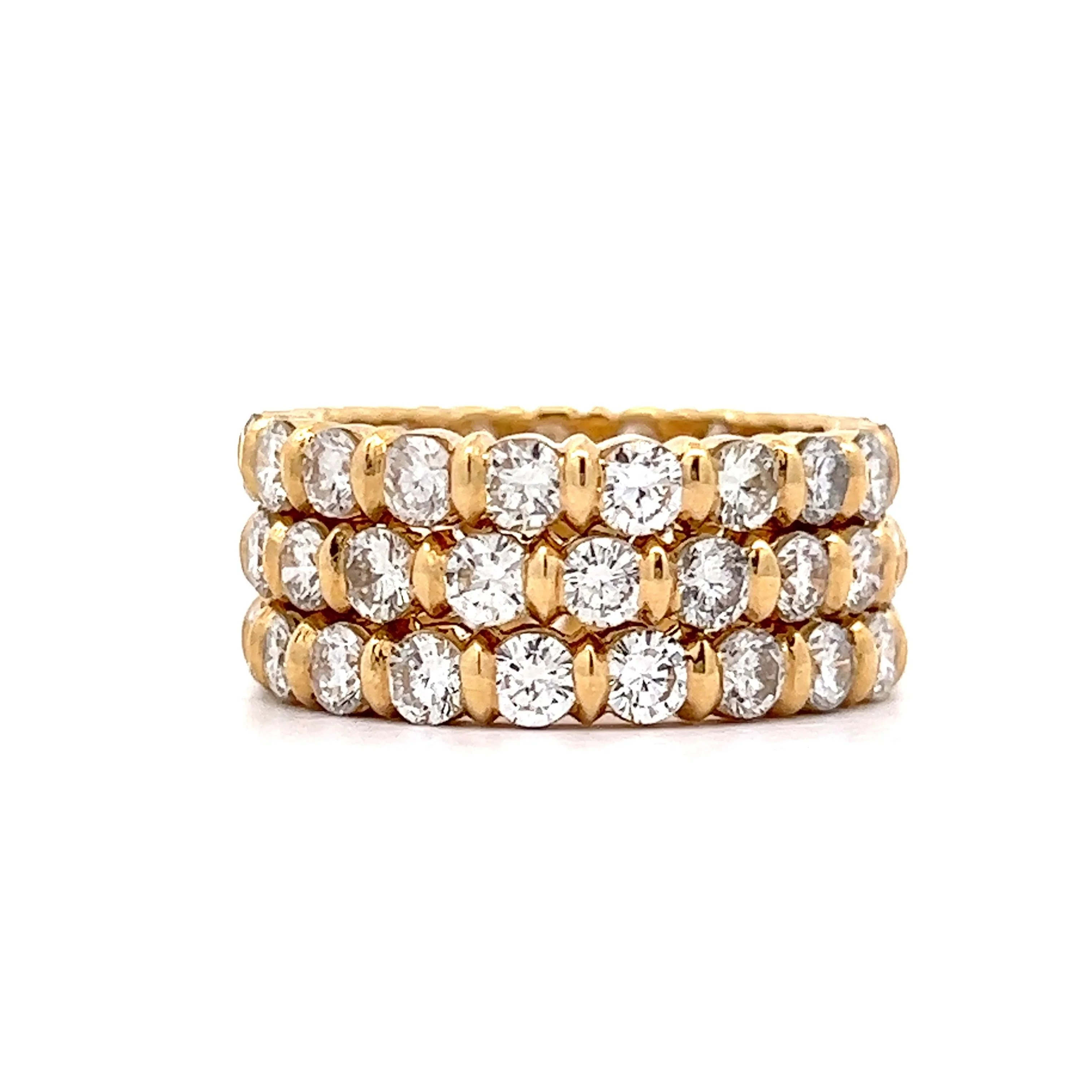 6.00 Stacked Diamond Cocktail Ring in 18k Yellow Gold - Image 2