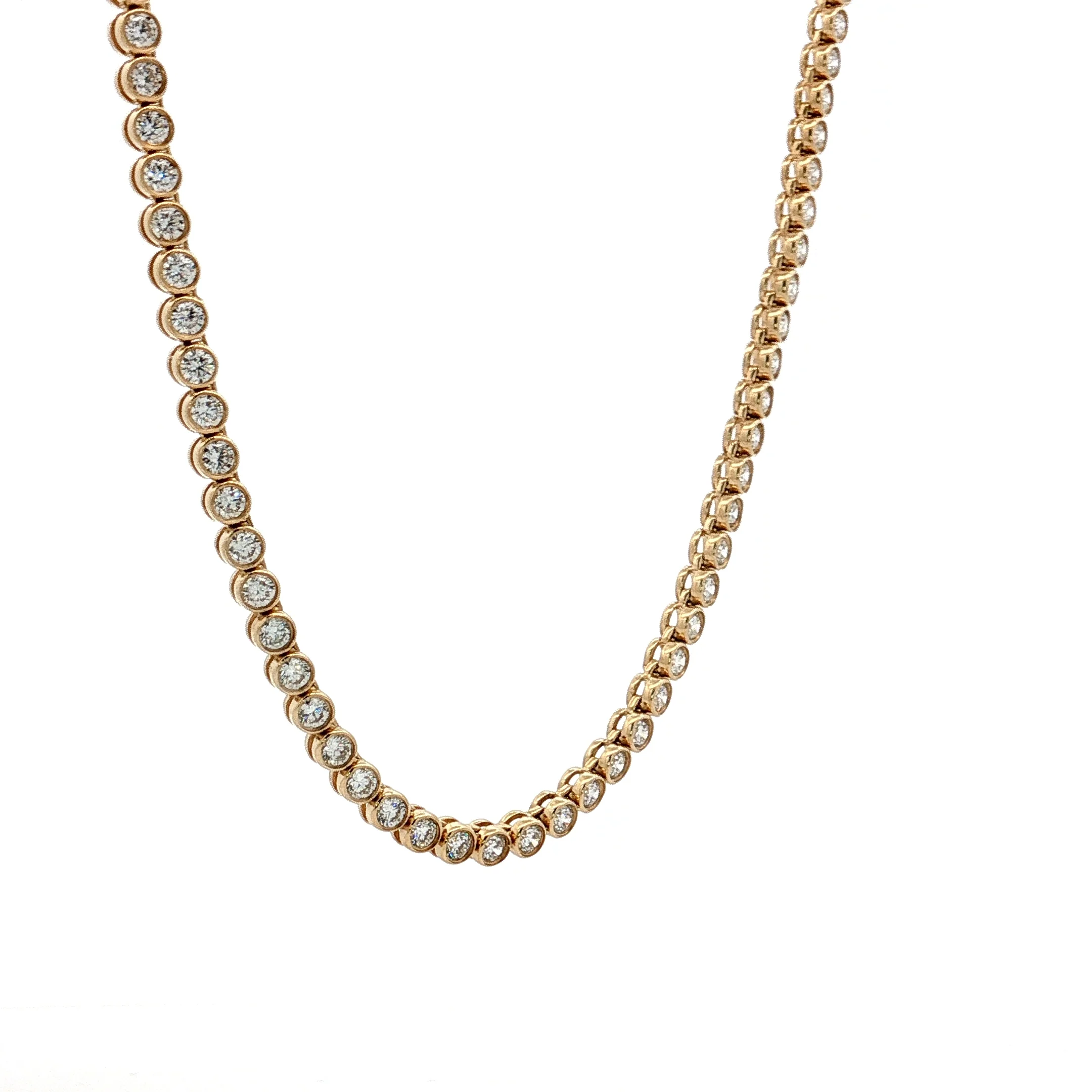 6.01 Diamond Bezel Tennis Necklace 14k Yellow Gold - Image 3