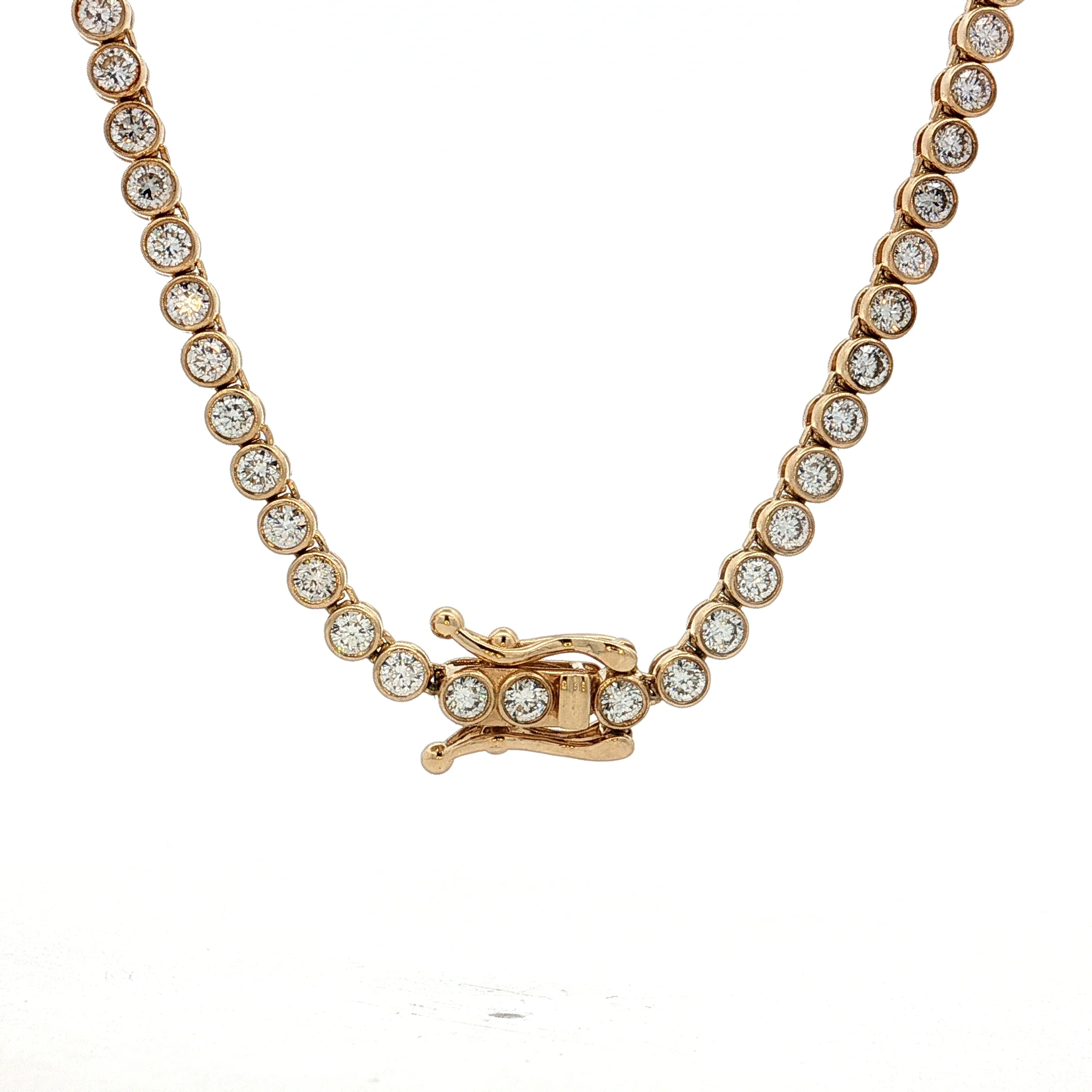 6.01 Diamond Bezel Tennis Necklace 14k Yellow Gold - Image 4