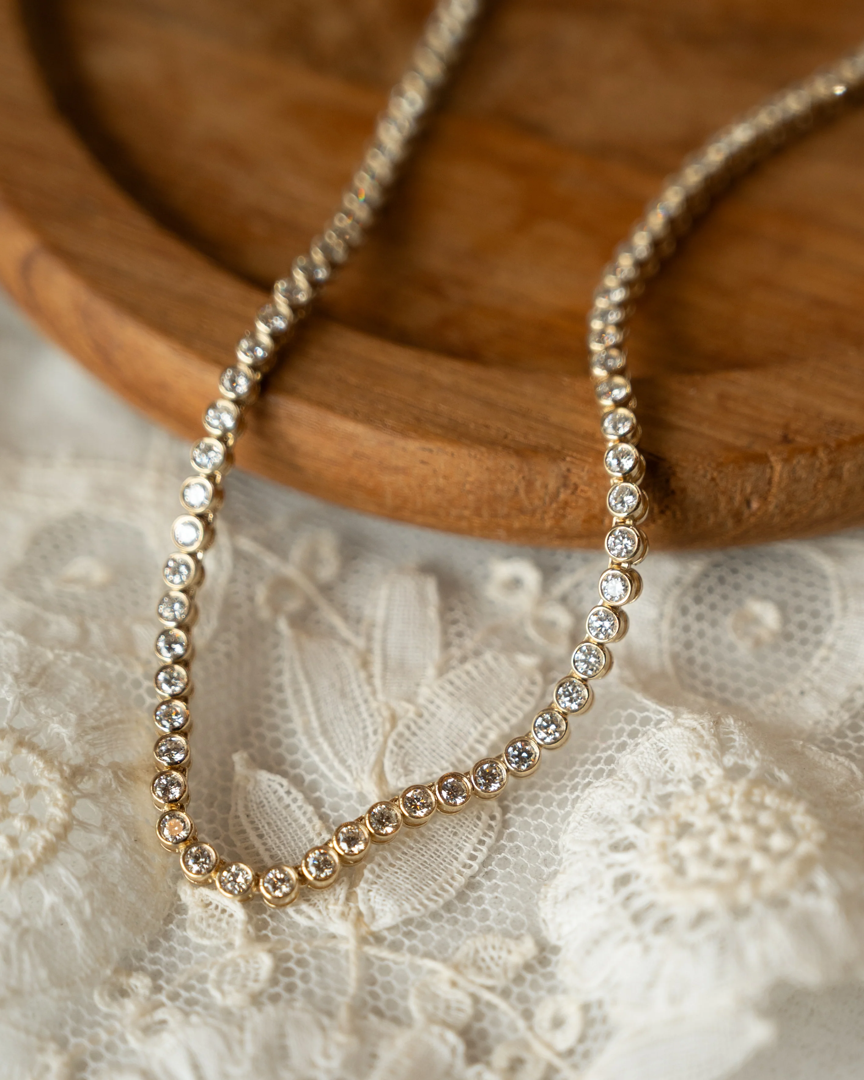 6.01 Diamond Bezel Tennis Necklace 14k Yellow Gold - Image 5