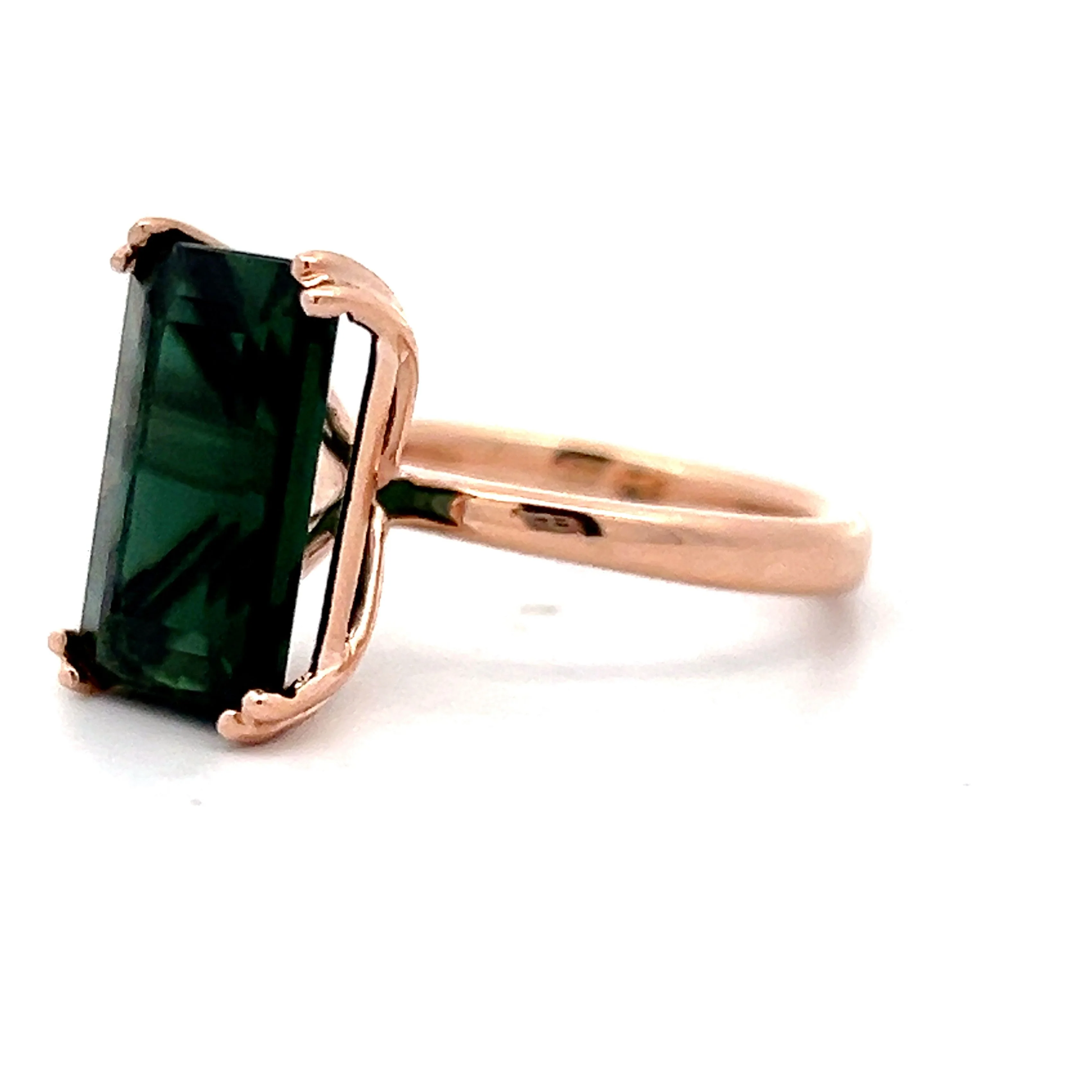 6.01 Emerald Cut Green Tourmaline Cocktail Ring in 14k Rose Gold - Image 2