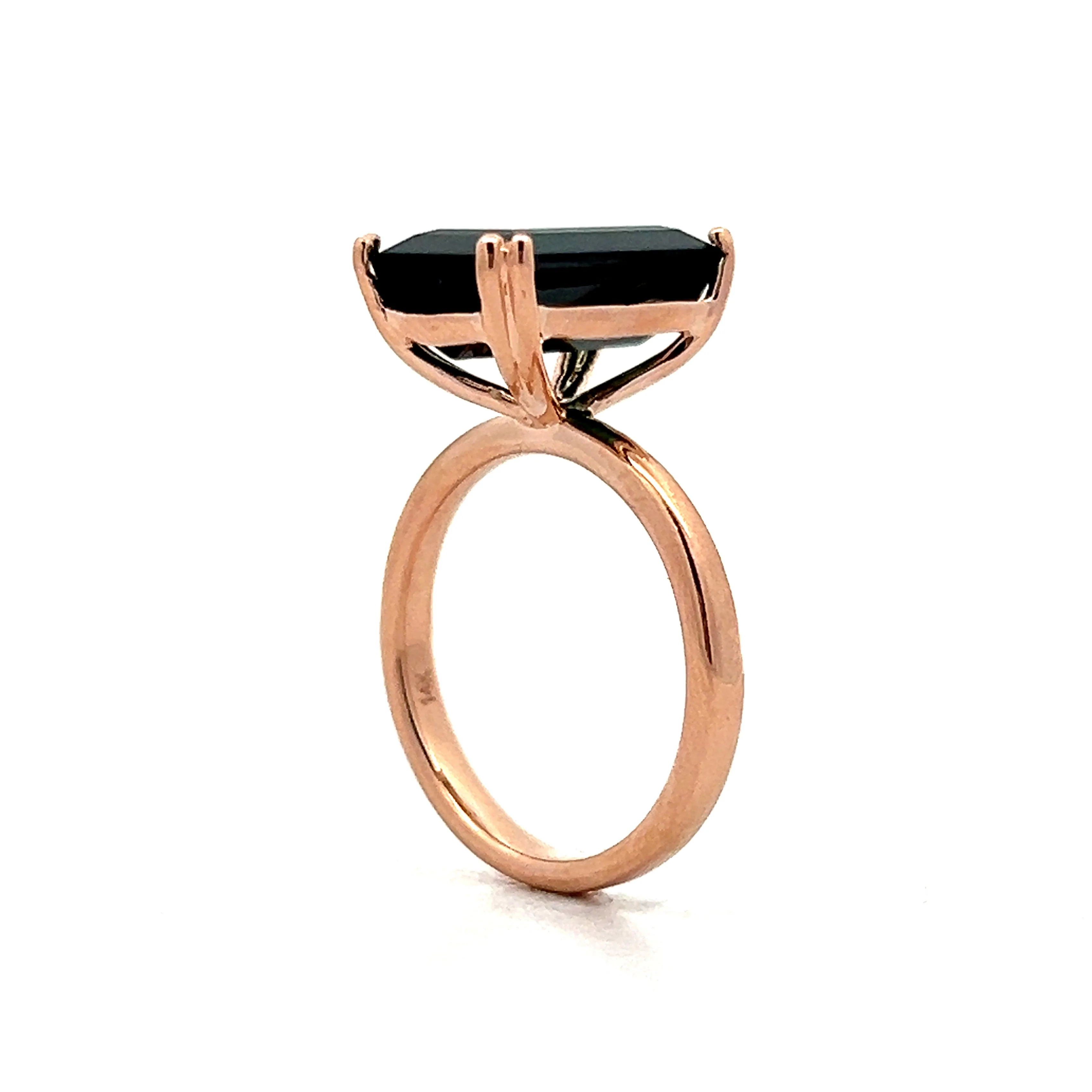 6.01 Emerald Cut Green Tourmaline Cocktail Ring in 14k Rose Gold - Image 5