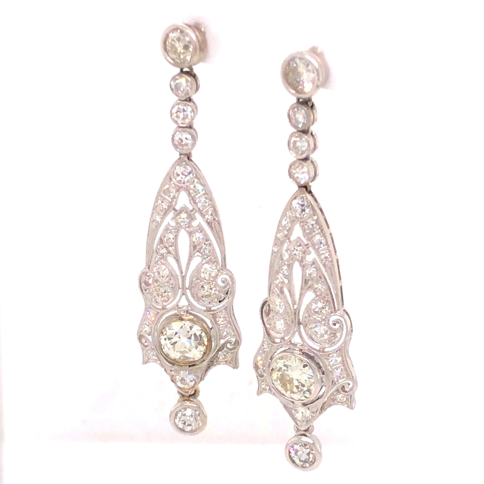 6.03 Art Deco Diamond Drop Earrings in Platinum - Image 2