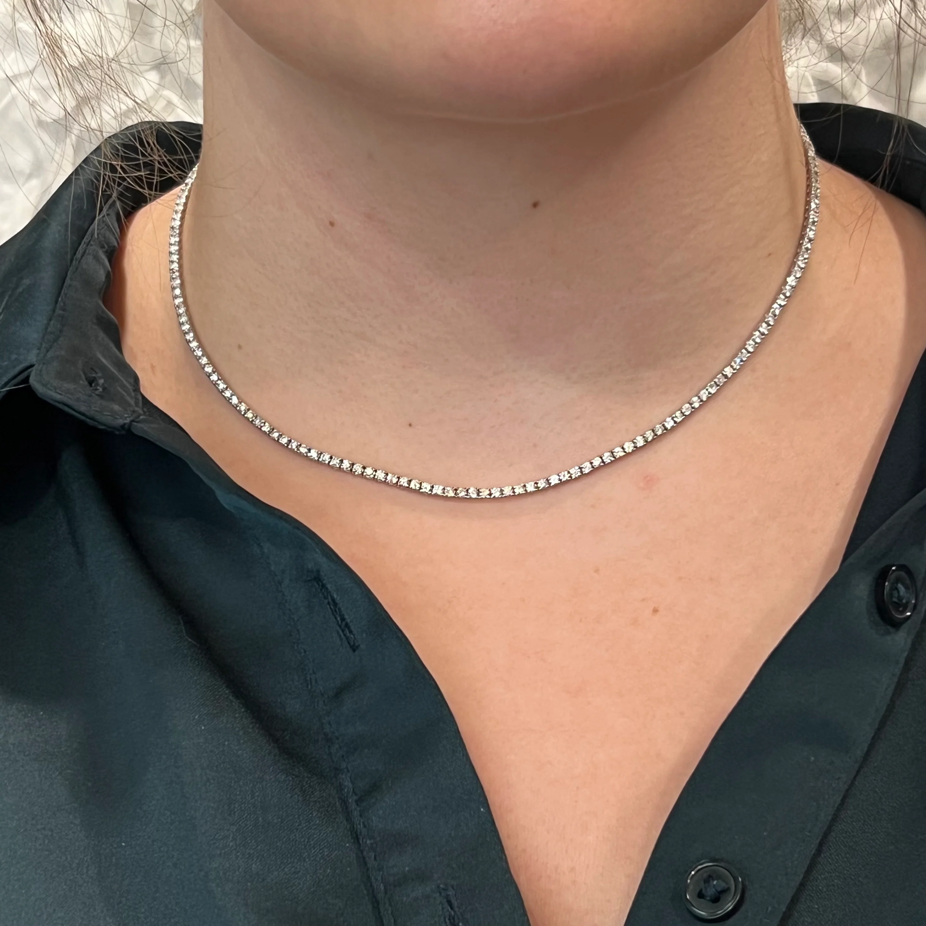 6.05 Carat Diamond Tennis Necklace in 18k White Gold - Image 4