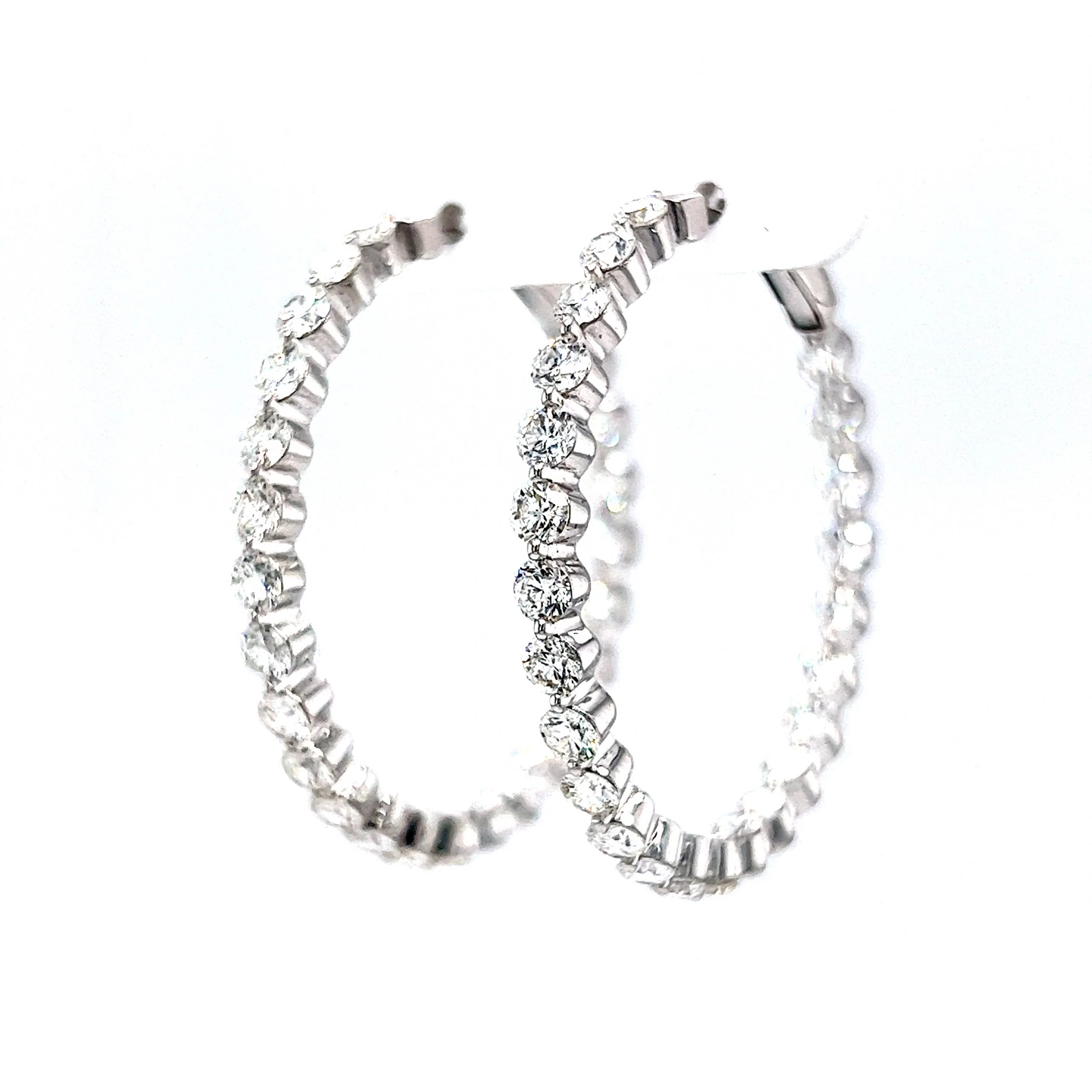 6.05 Round Brilliant Diamond Hoop Earrings in 18k White Gold - Image 2