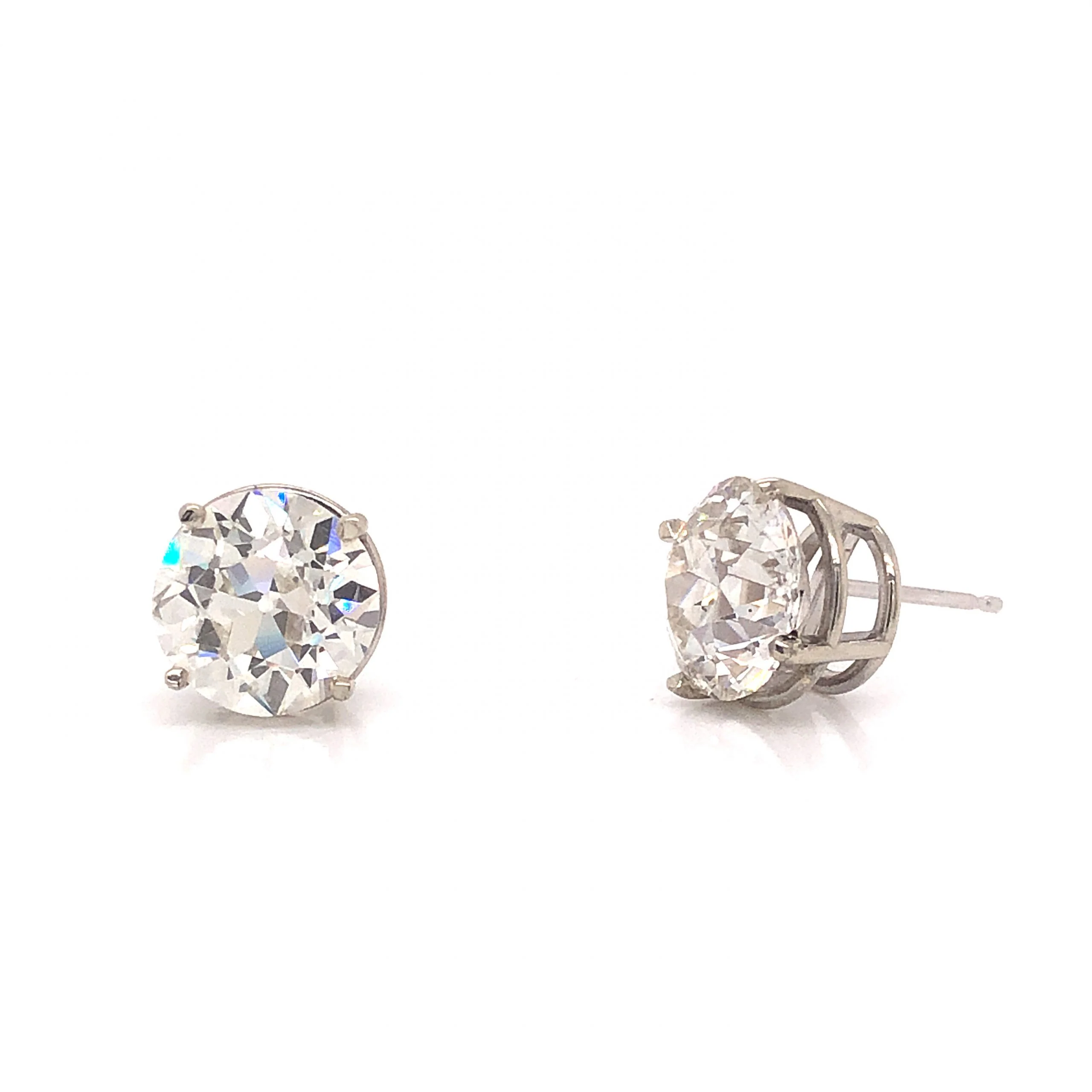 6.20 Old European Cut Diamond Stud Earrings in 18k White Gold - Image 5
