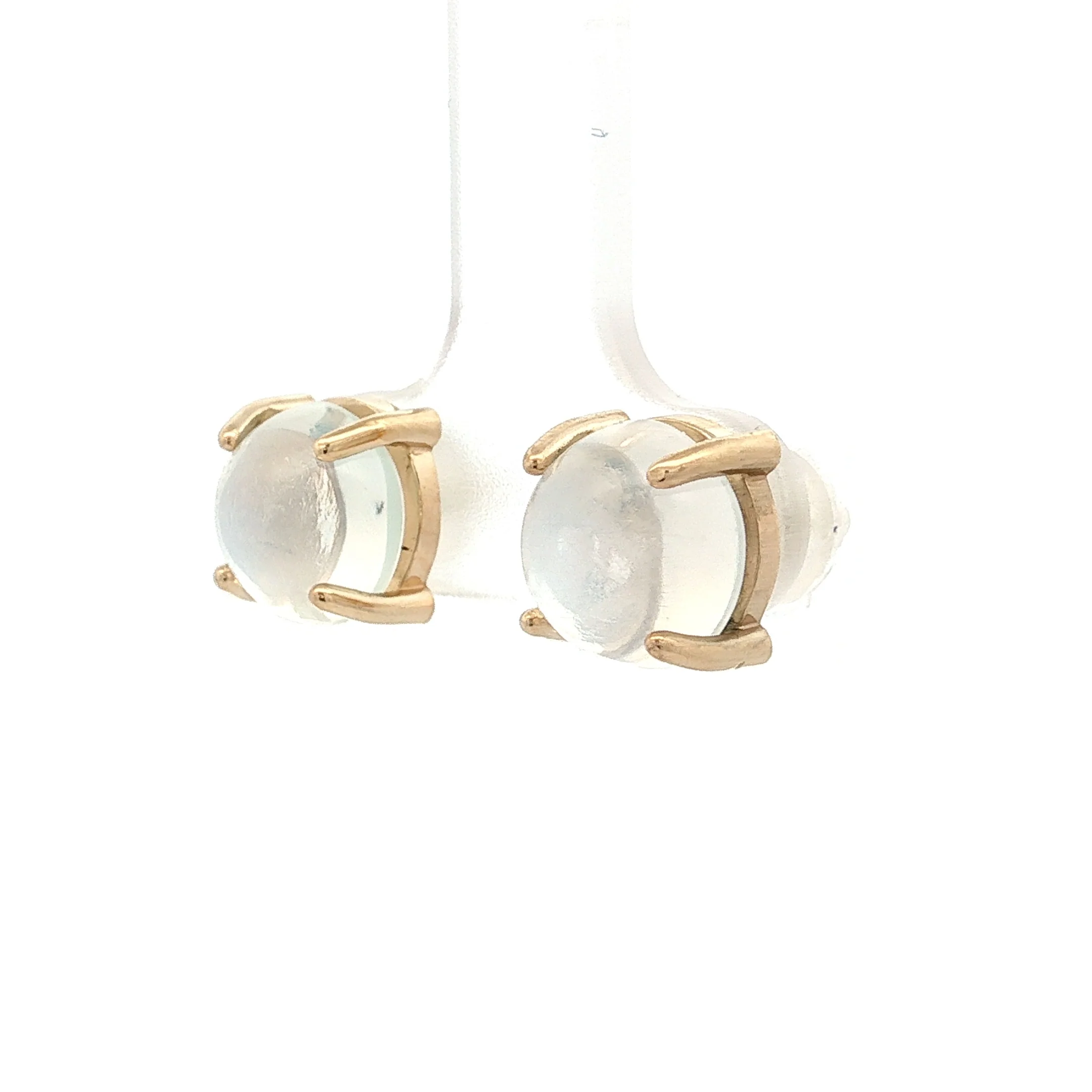 6.23 Moonstone Stud Earrings 14k Yellow Gold - Image 2