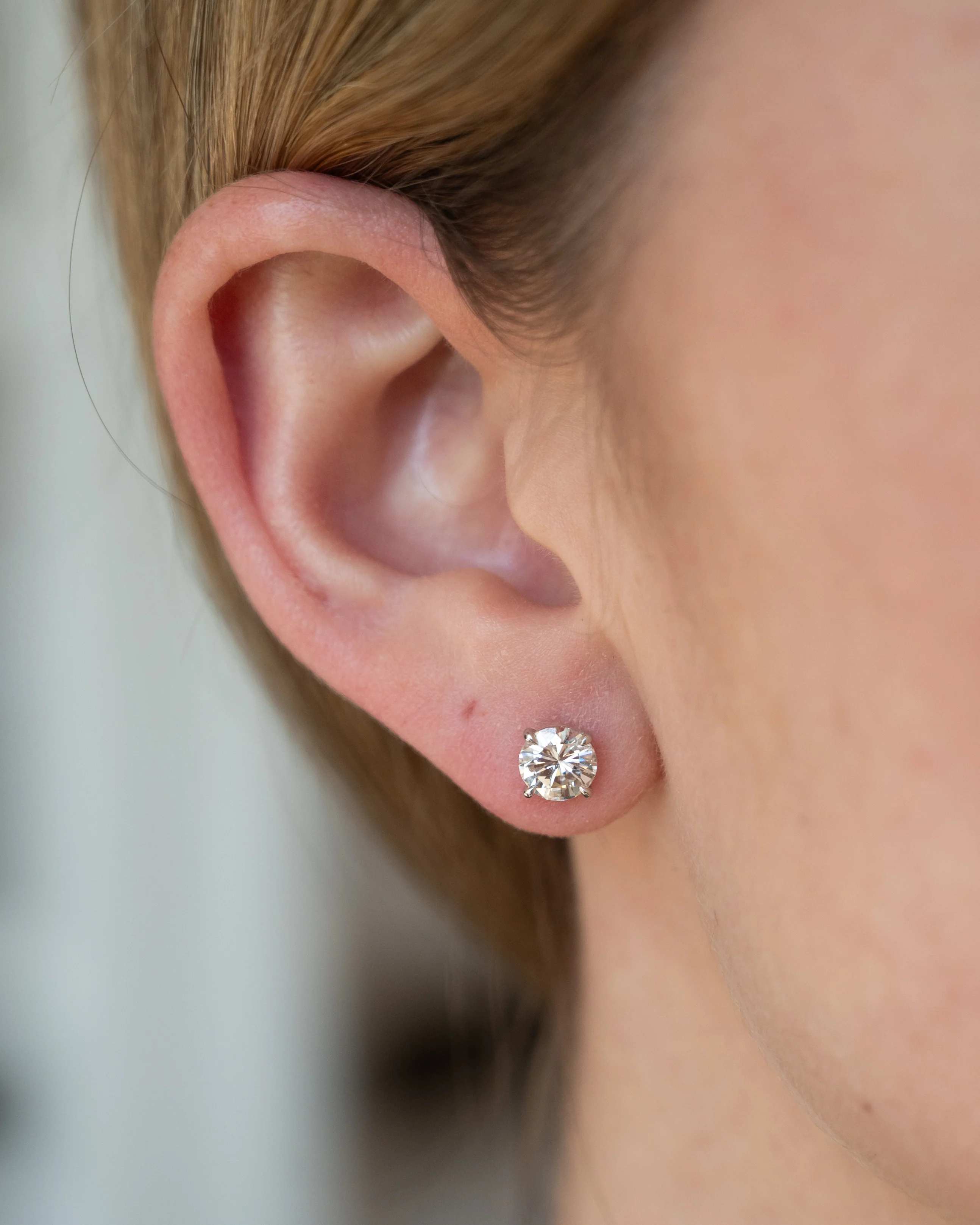 6.23 Moonstone Stud Earrings 14k Yellow Gold - Image 5
