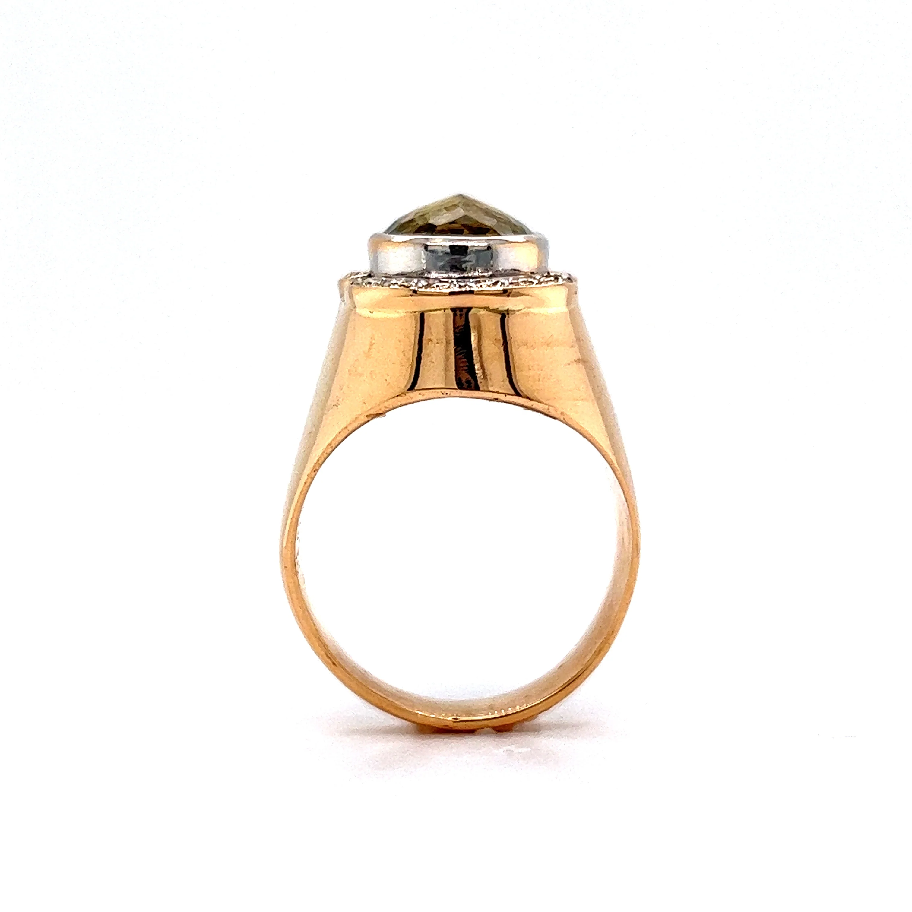 6.24 Oval Aquamarine Cocktail Ring in 18k Yellow Gold & Platinum - Image 4