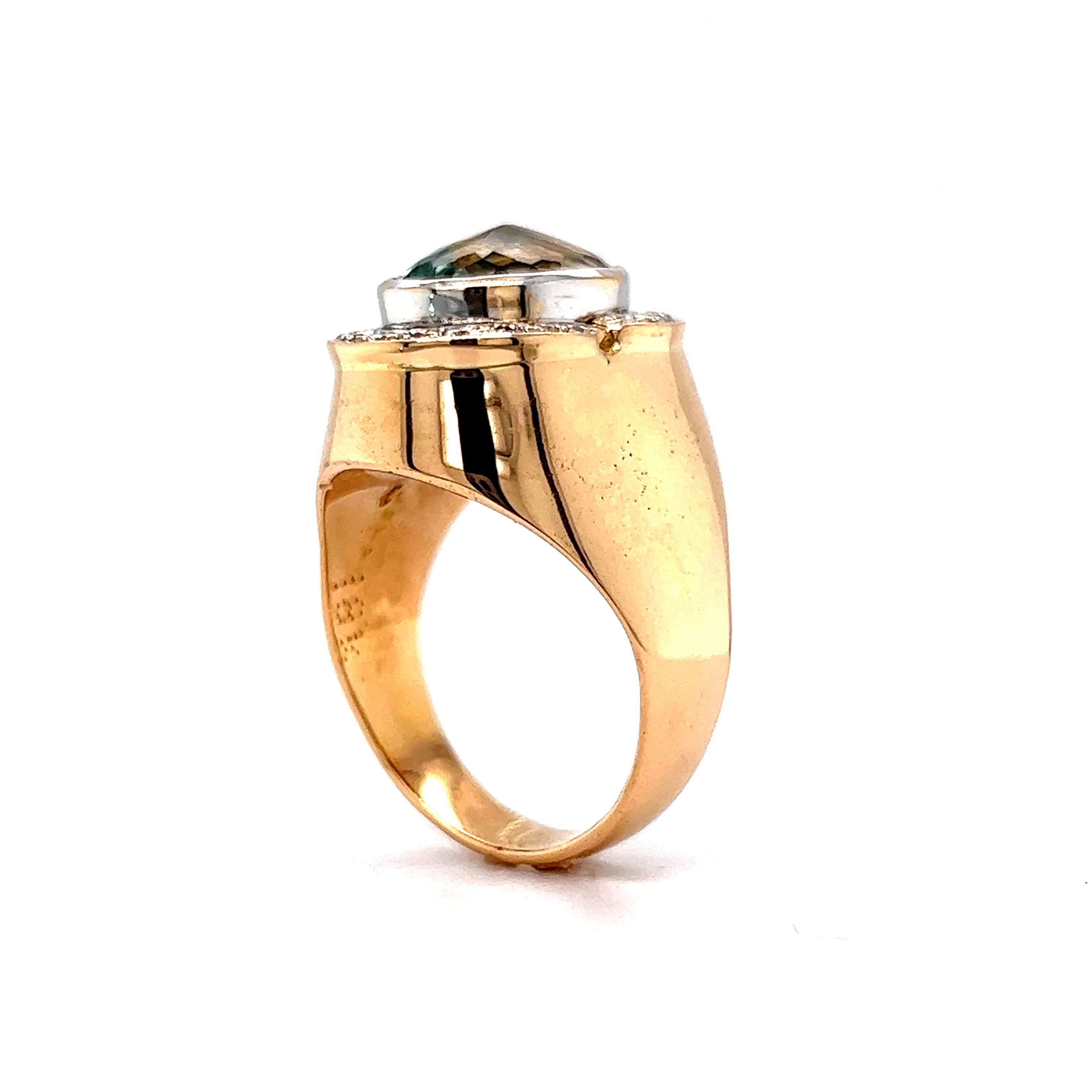 6.24 Oval Aquamarine Cocktail Ring in 18k Yellow Gold & Platinum - Image 5