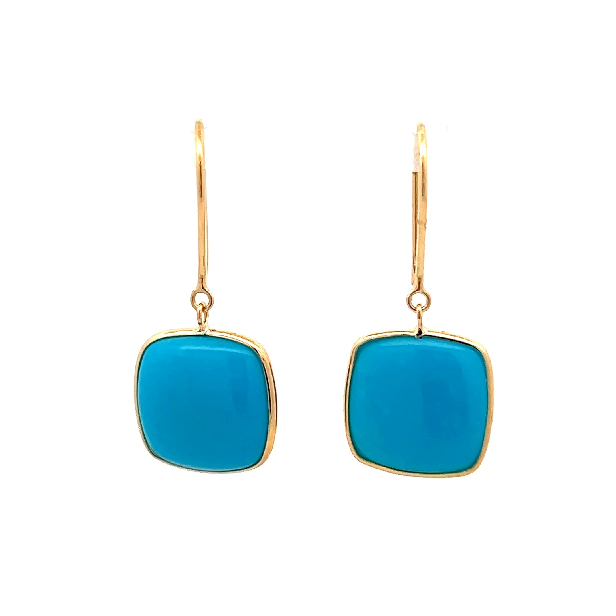 6.25 Cabochon Turquoise Drop Earrings in 18k