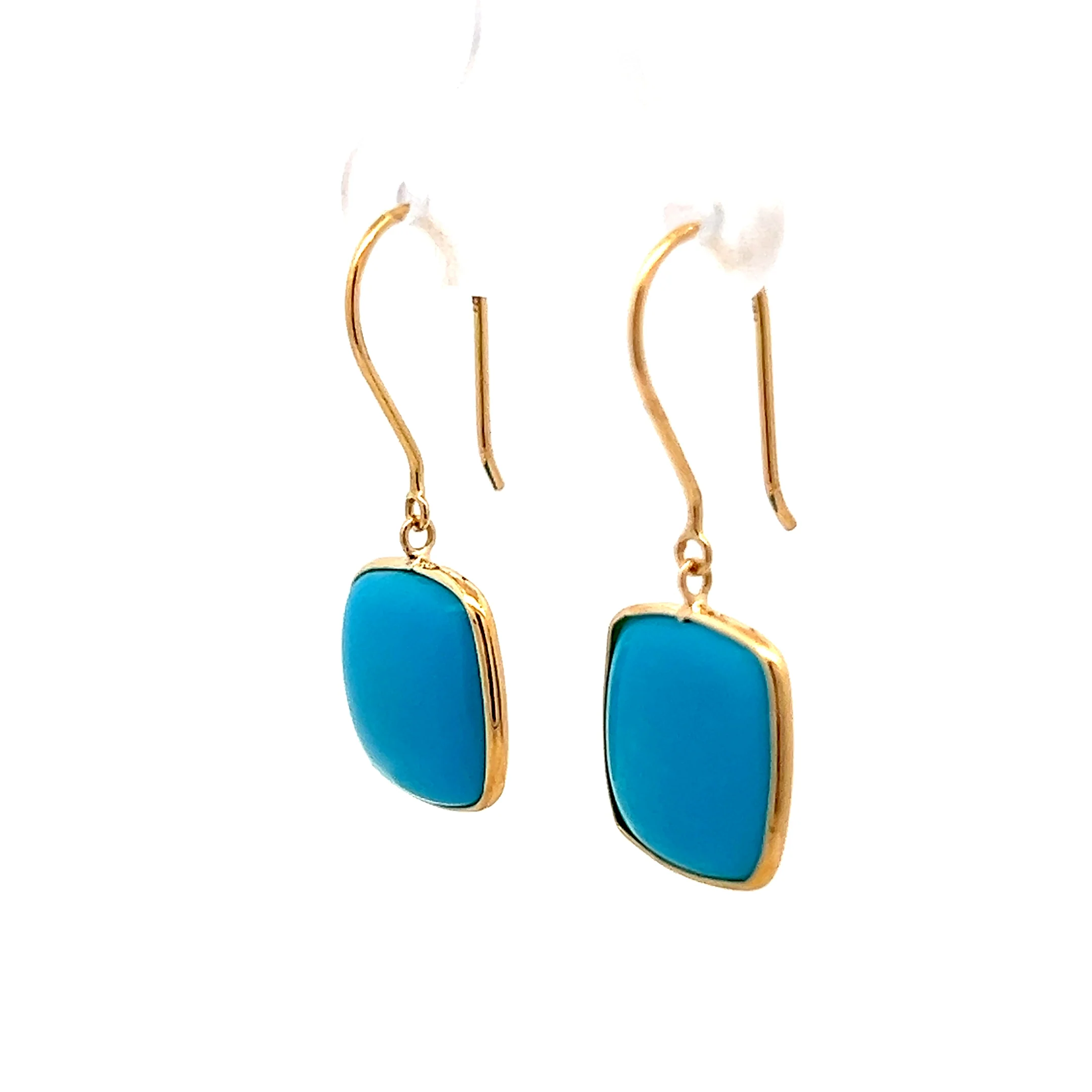 6.25 Cabochon Turquoise Drop Earrings in 18k - Image 2