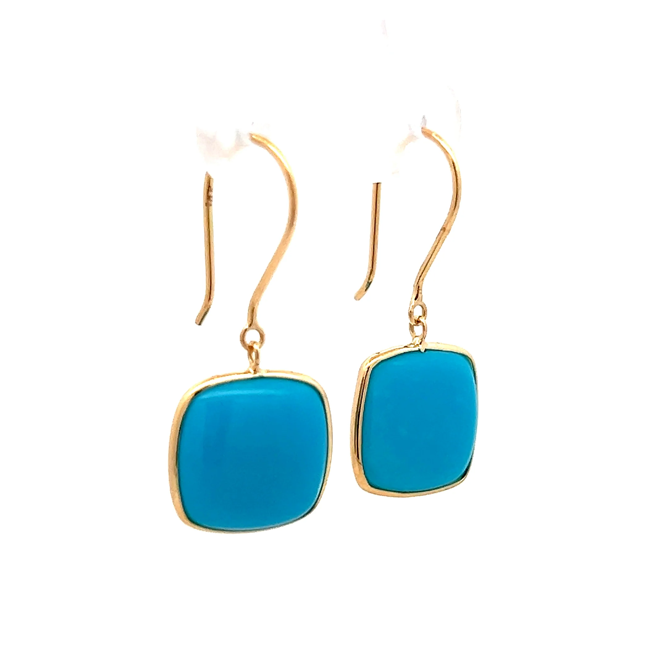 6.25 Cabochon Turquoise Drop Earrings in 18k - Image 3
