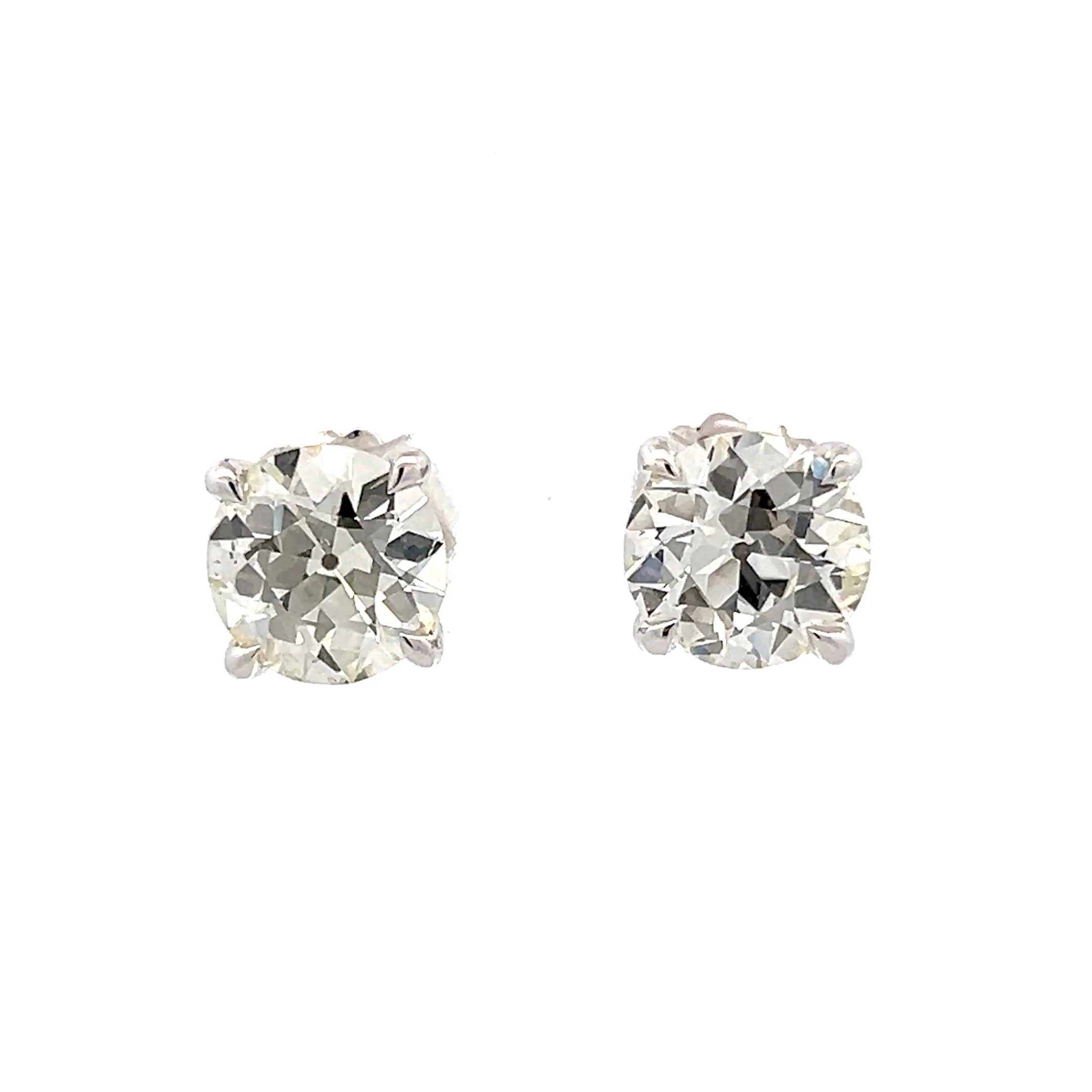 6.33 Old European Diamond Stud Earrings in 18k