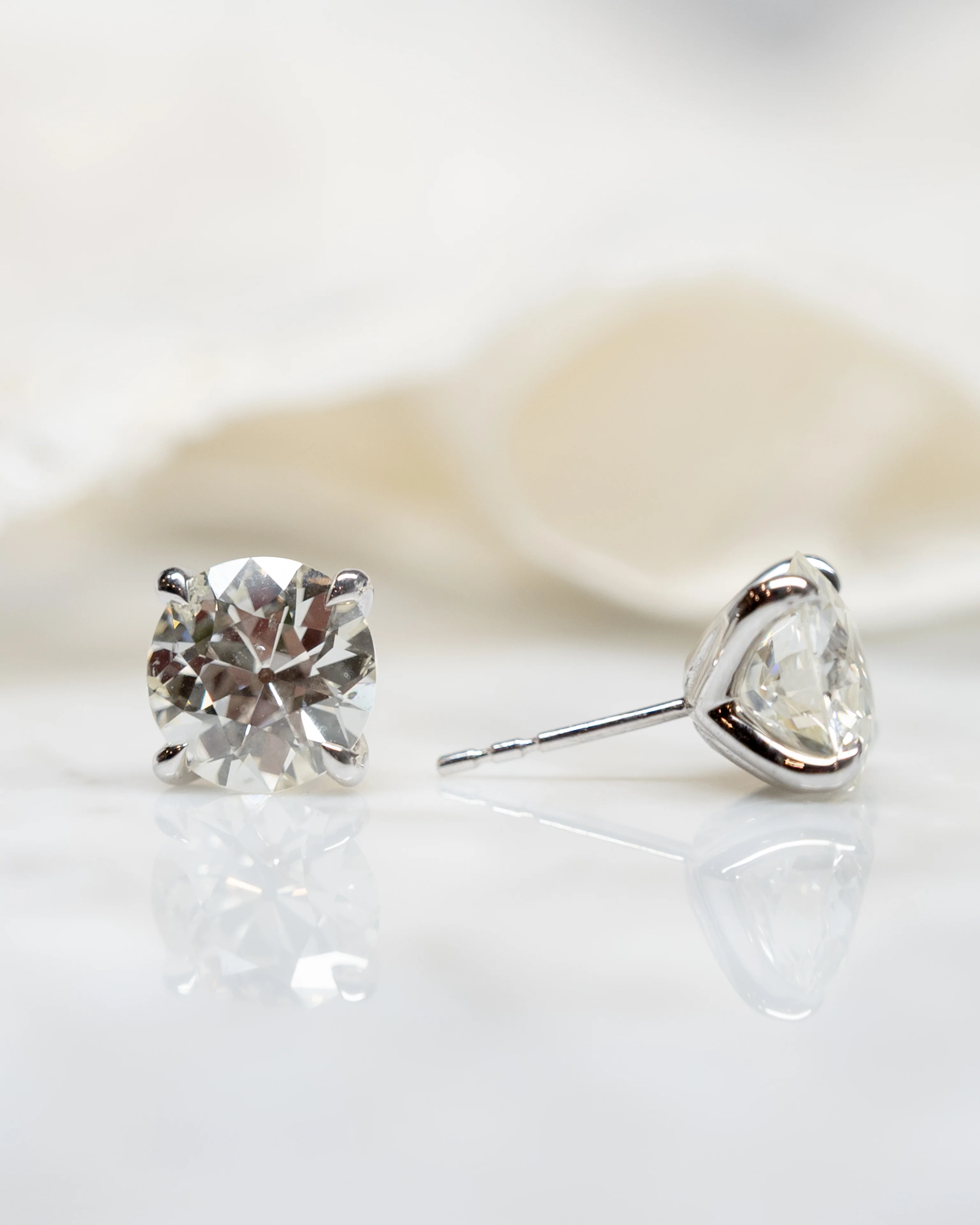 6.33 Old European Diamond Stud Earrings in 18k - Image 5