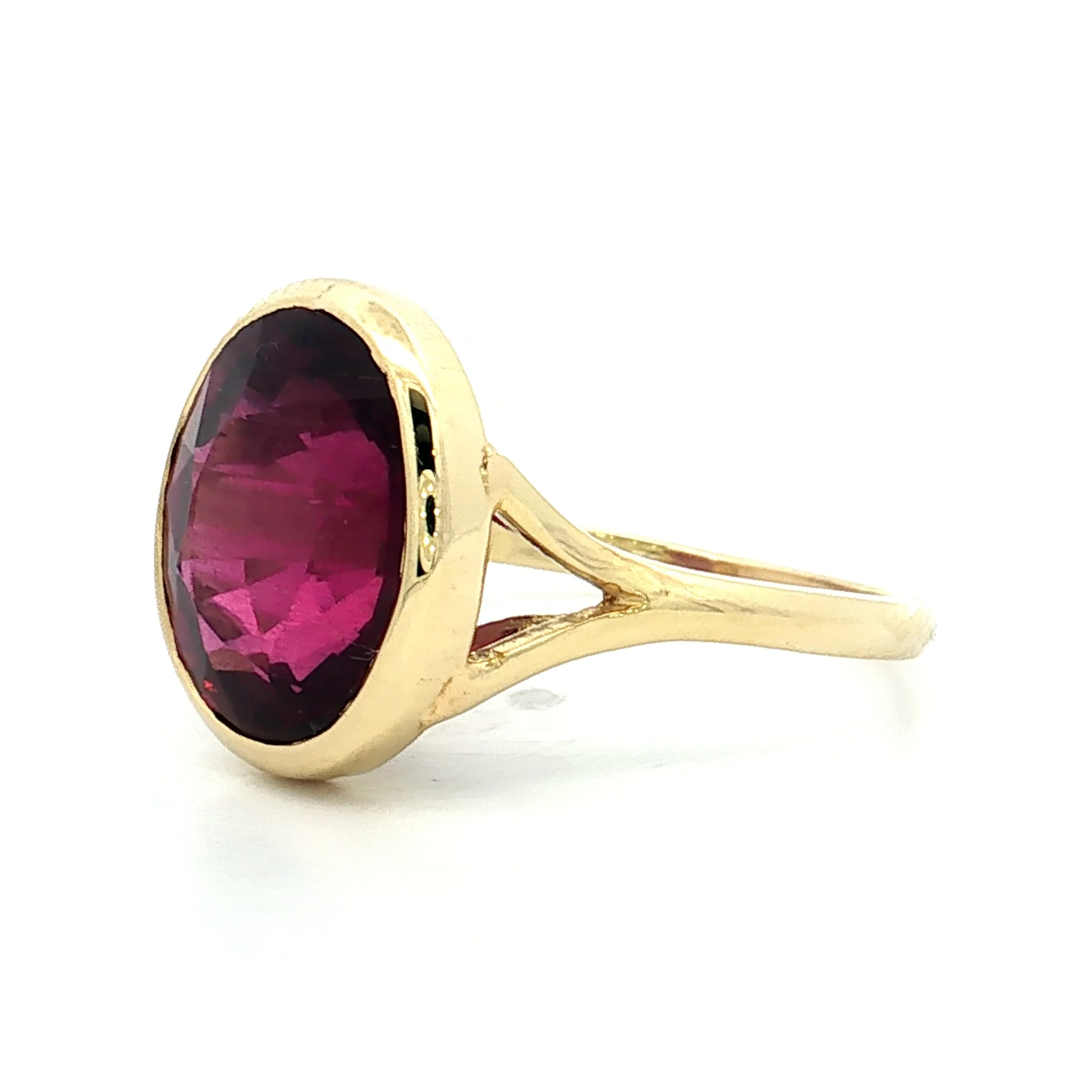 6.33 Oval Rhodolite Garnet Cocktail Ring 18k Yellow Gold - Image 2