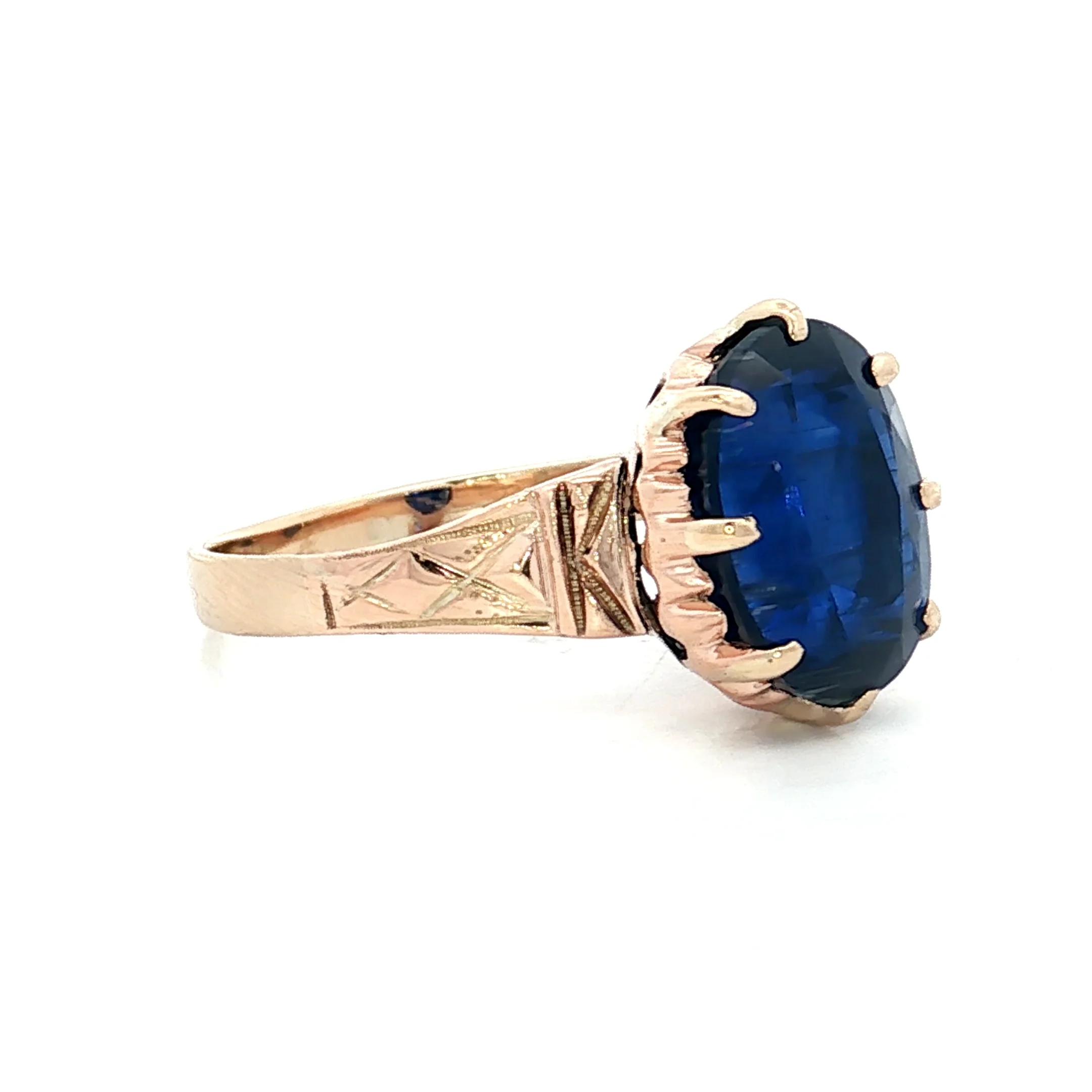 6.34 Vintage Oval Blue Sapphire Engagement Ring 14k - Image 3